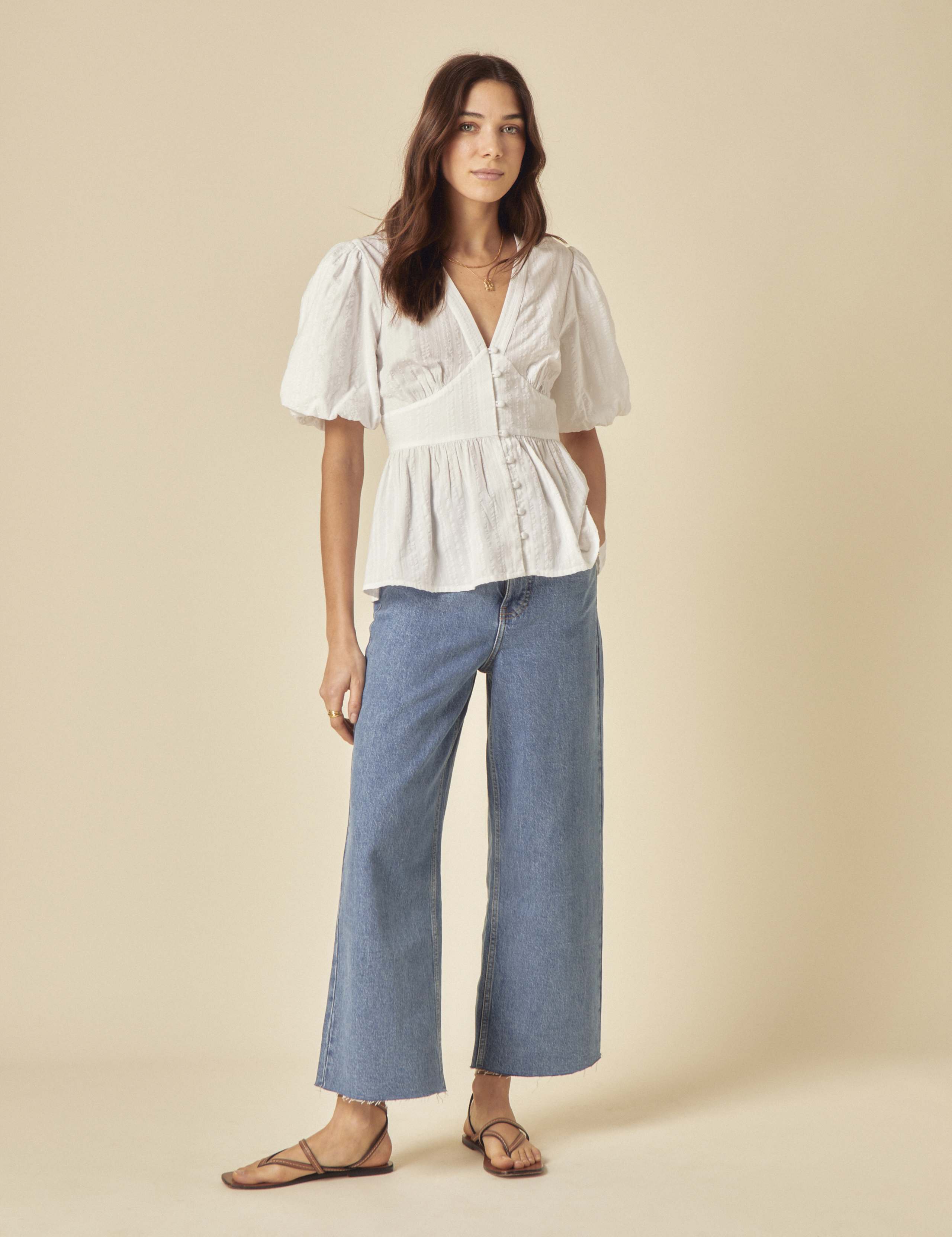 Pure Cotton V-Neck Blouse 2 of 5