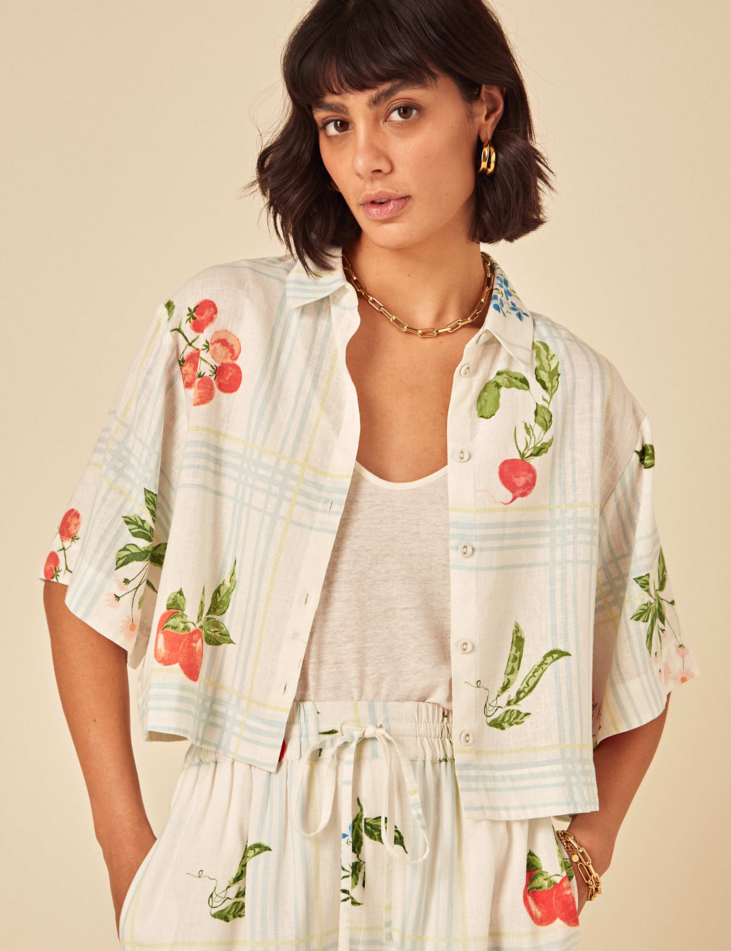 Printed Collared Shirt with Linen 11 of 13