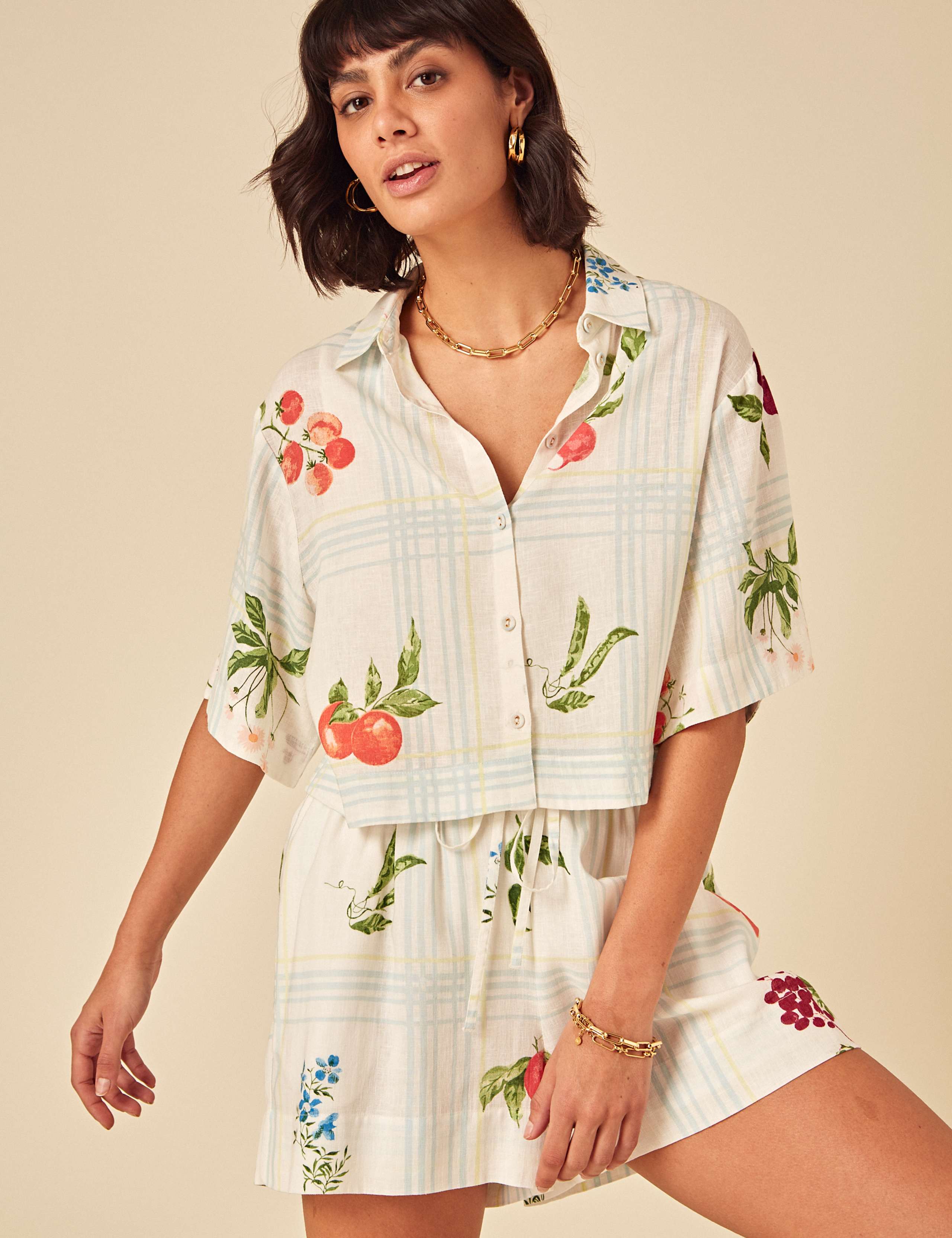 Printed Collared Shirt with Linen 4 of 13