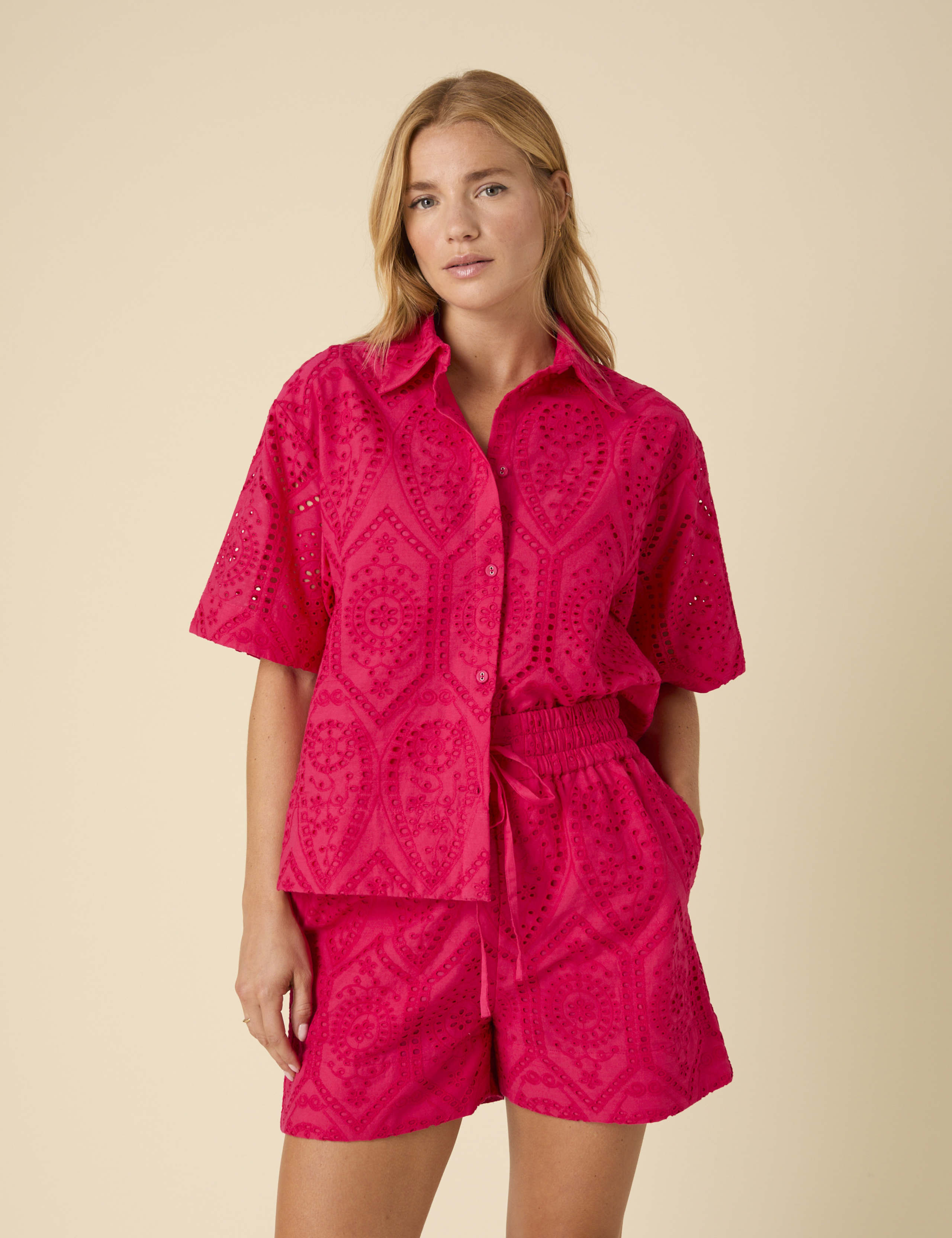 Pure Cotton Broderie Cropped Shirt 2 of 5