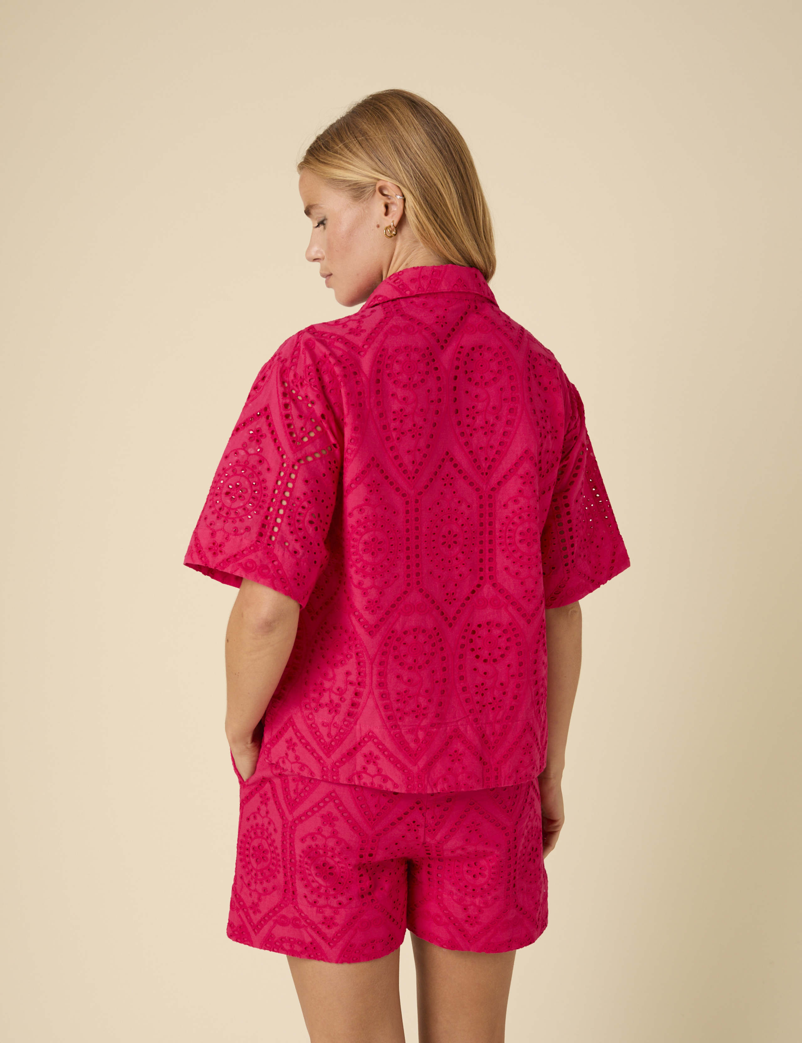 Pure Cotton Broderie Cropped Shirt 3 of 5