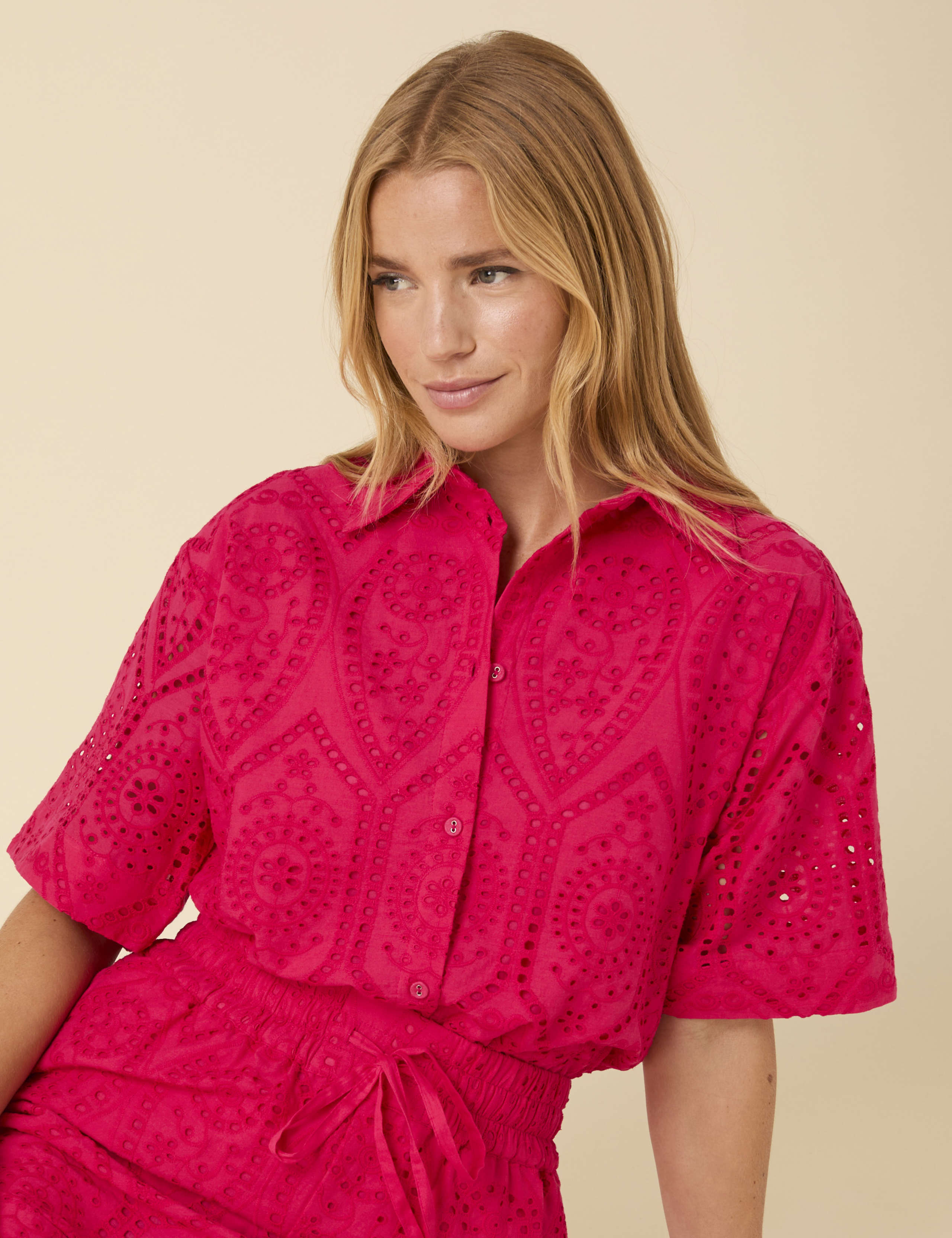 Pure Cotton Broderie Cropped Shirt 5 of 5