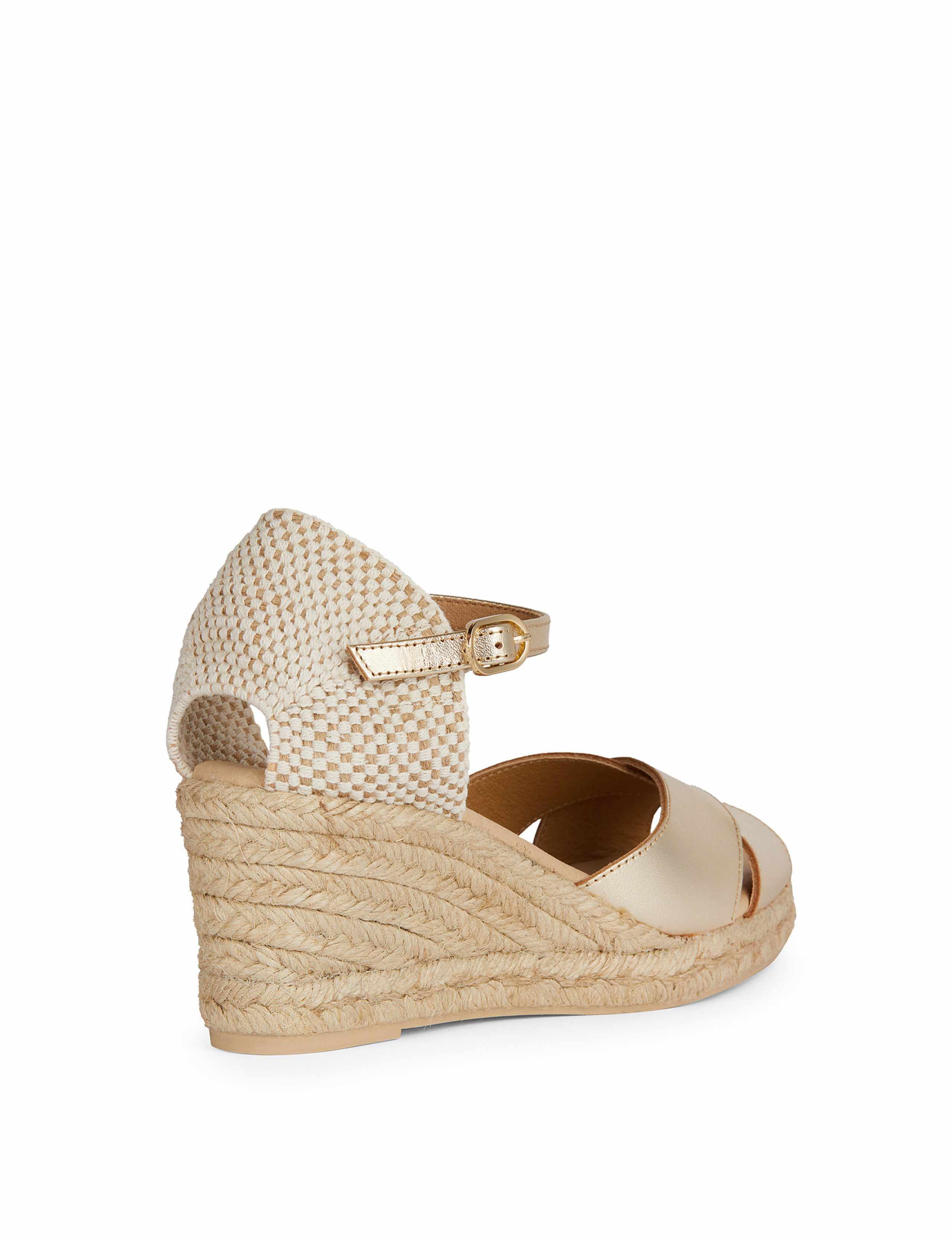 Leather Metallic Wedge Sandals 5 of 8