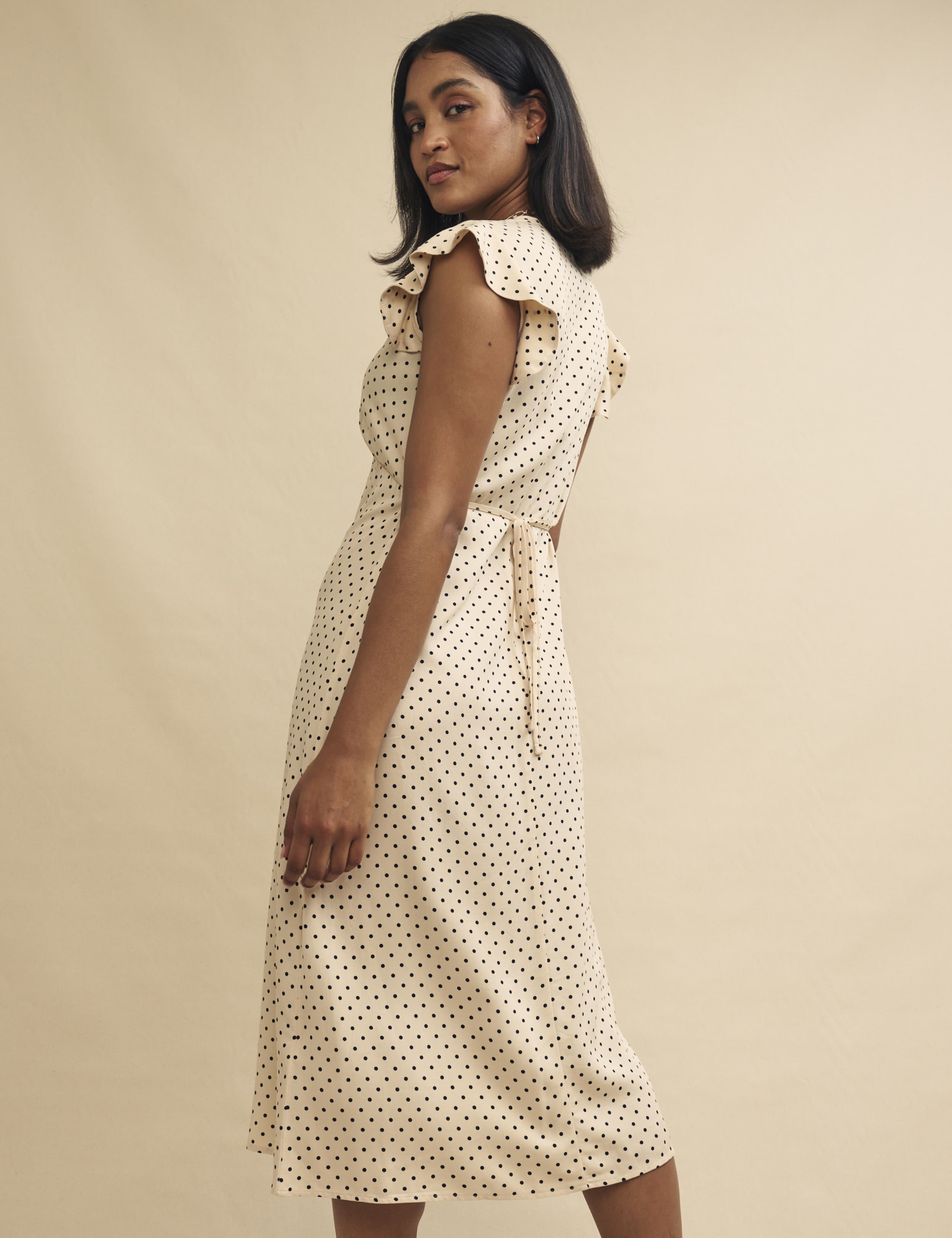 Polka Dot V-Neck Midi Tea Dress 2 of 4