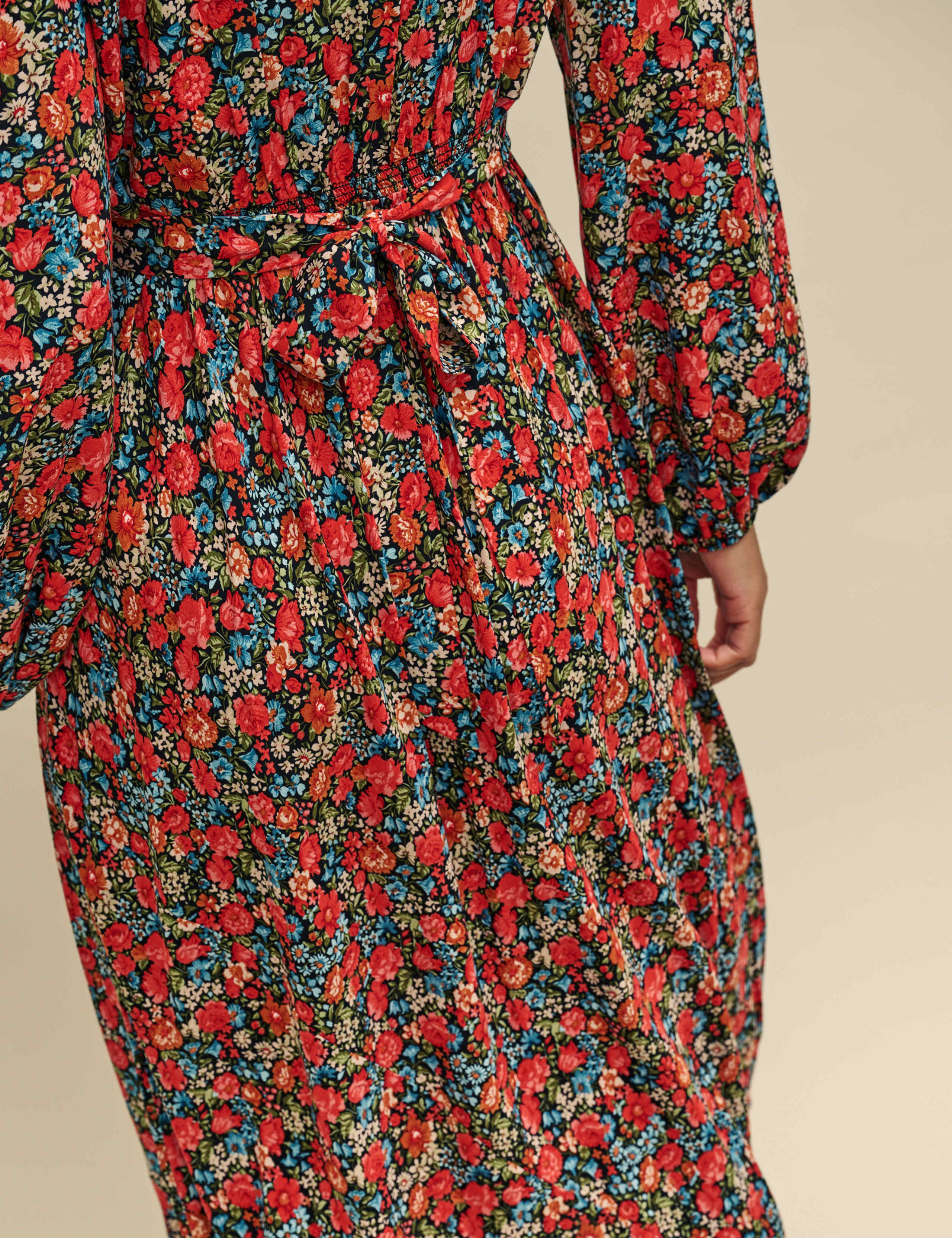 Floral V-Neck Midi Waisted Dress 5 of 8