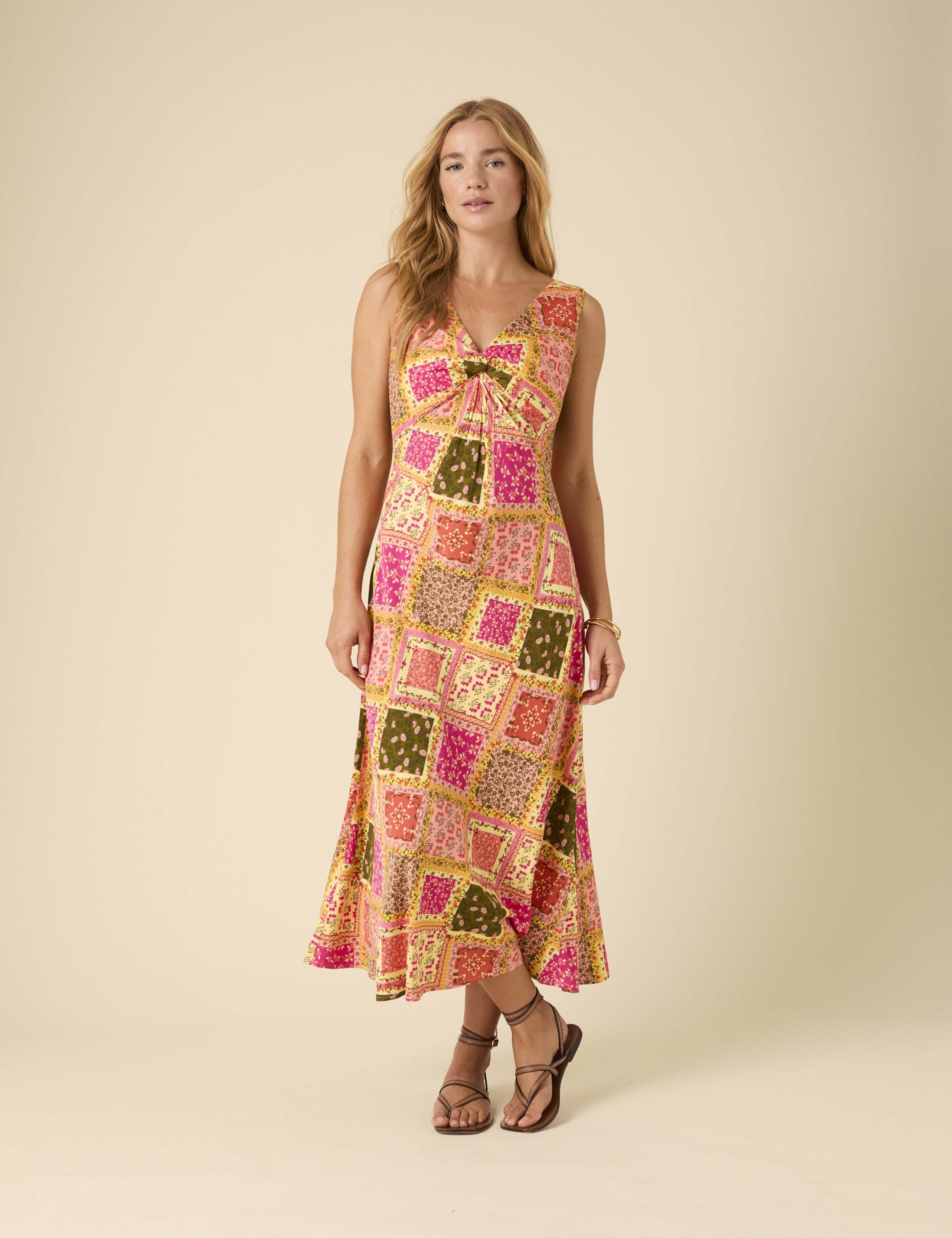 Patchwork VNeck Midi Slip Dress 5 of 5