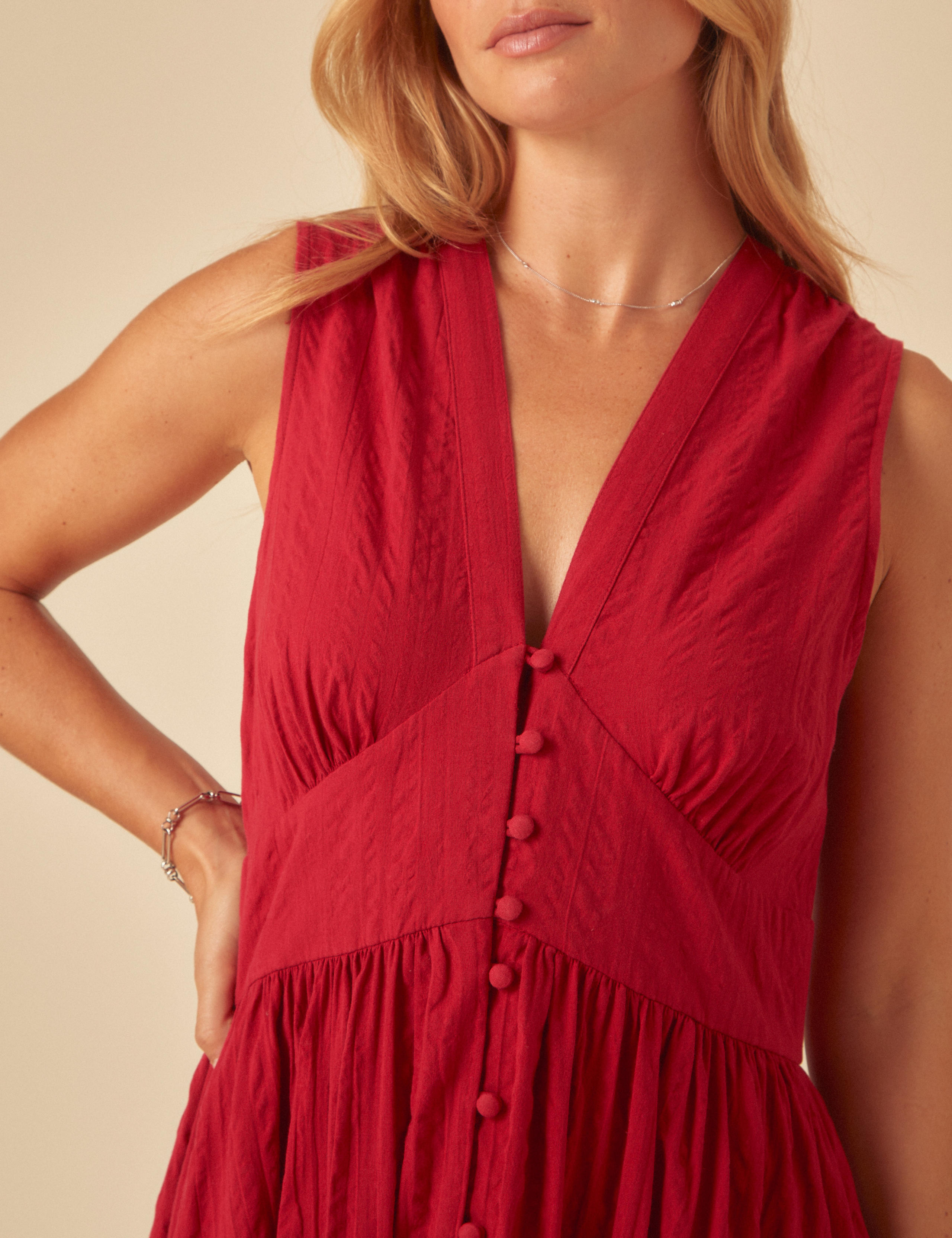 Pure Cotton V-Neck Midaxi Skater Dress 3 of 4