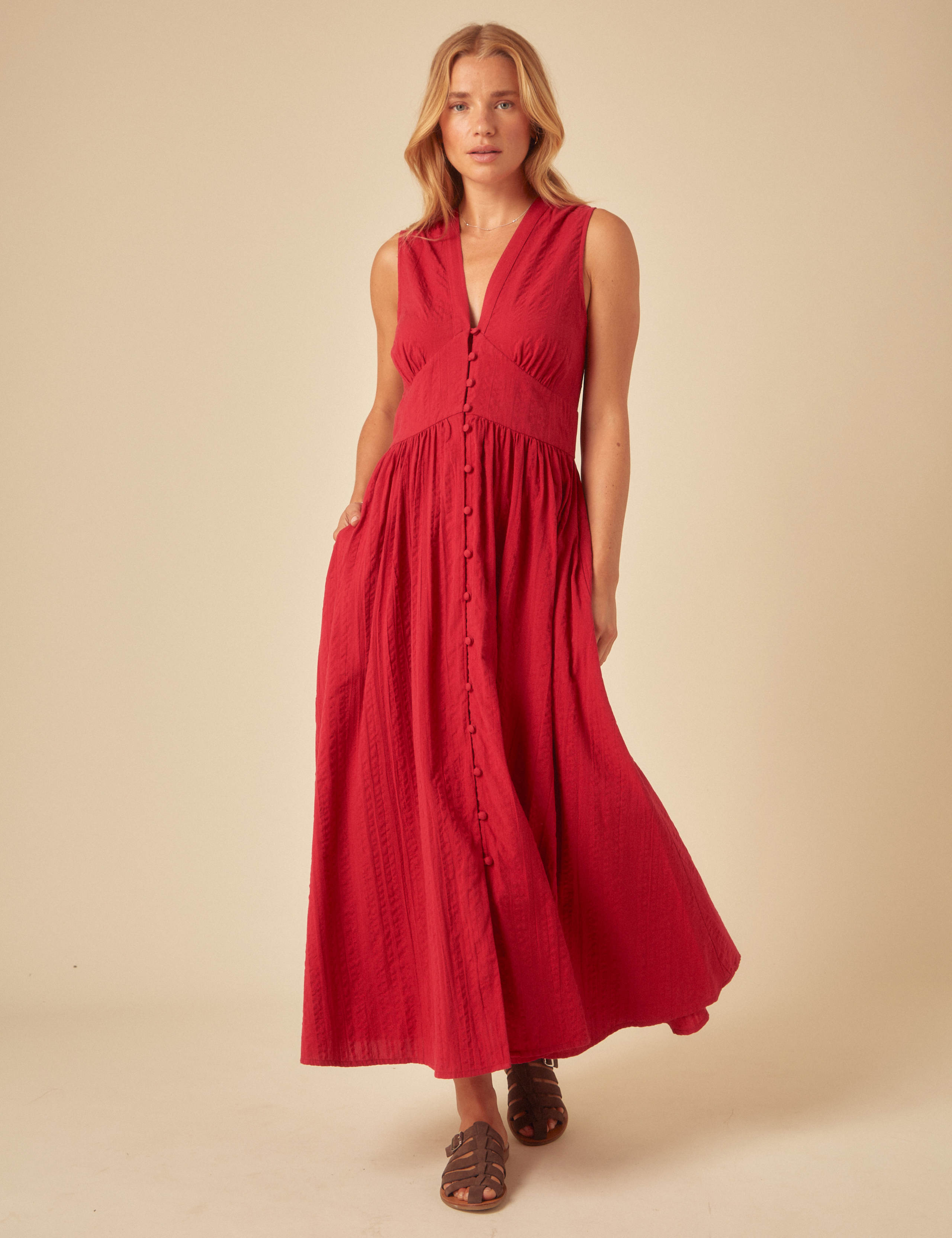 Pure Cotton V-Neck Midaxi Skater Dress 4 of 4