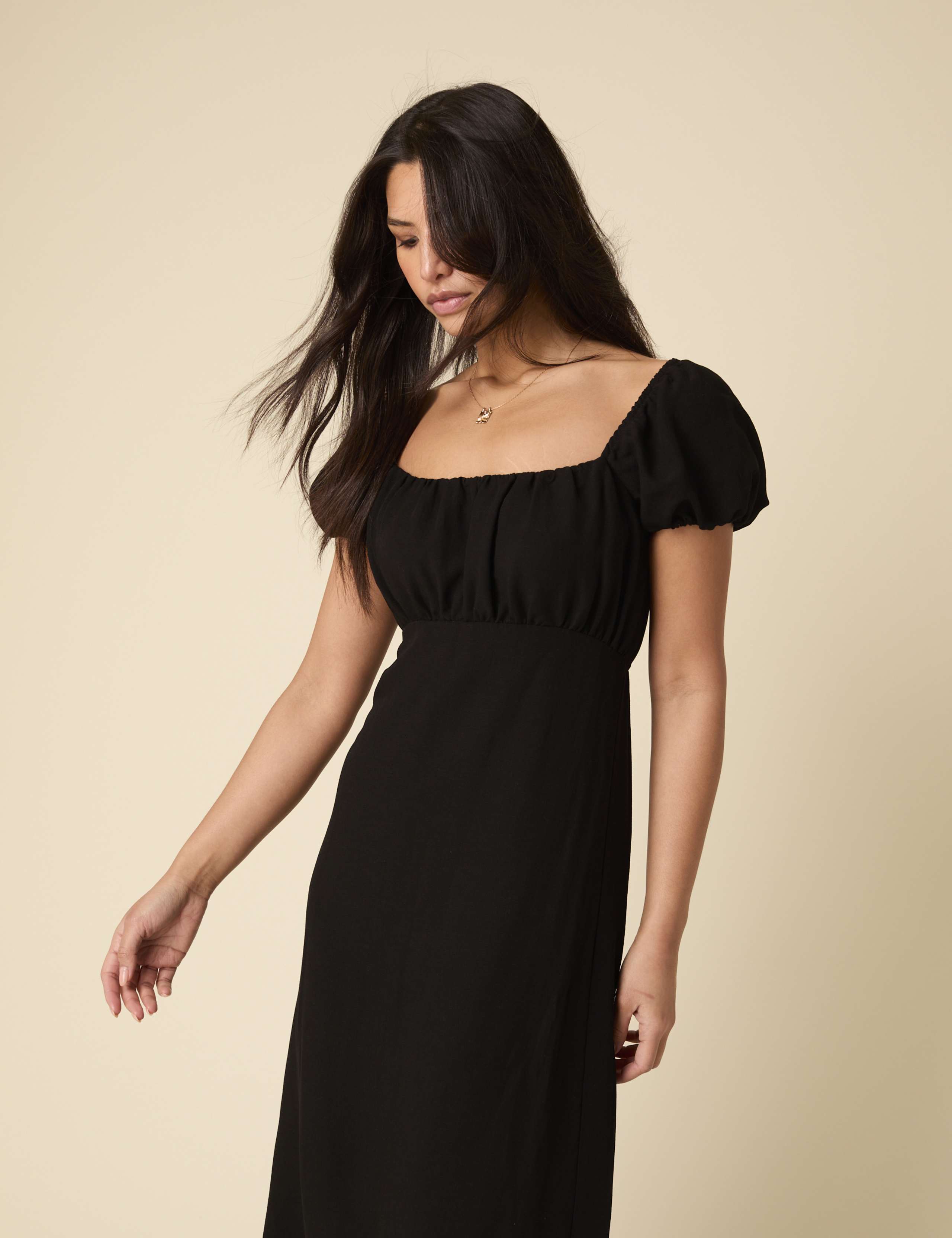 Cotton Rich Square Neck Midi Tea Dress 3 of 5
