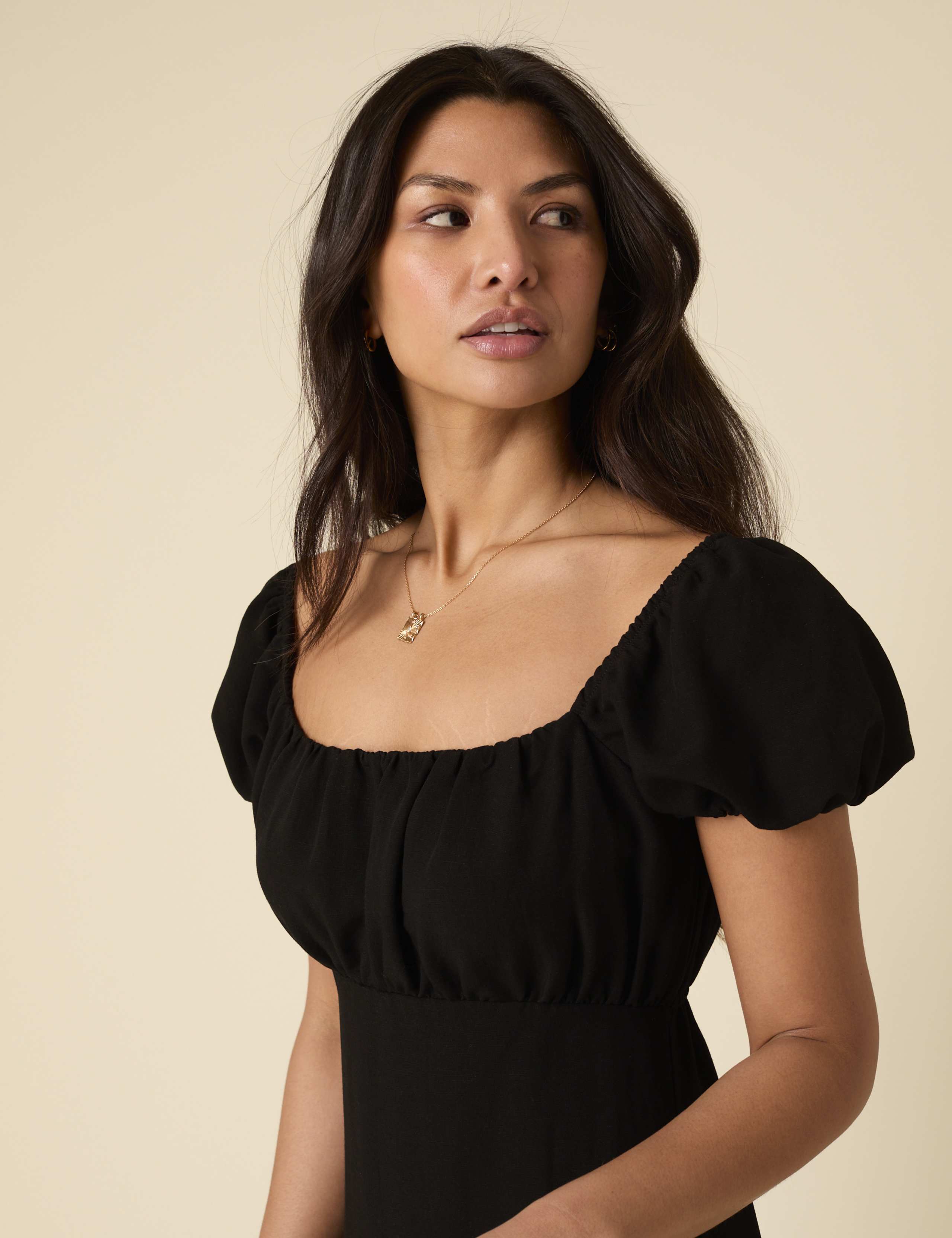 Cotton Rich Square Neck Midi Tea Dress 4 of 5