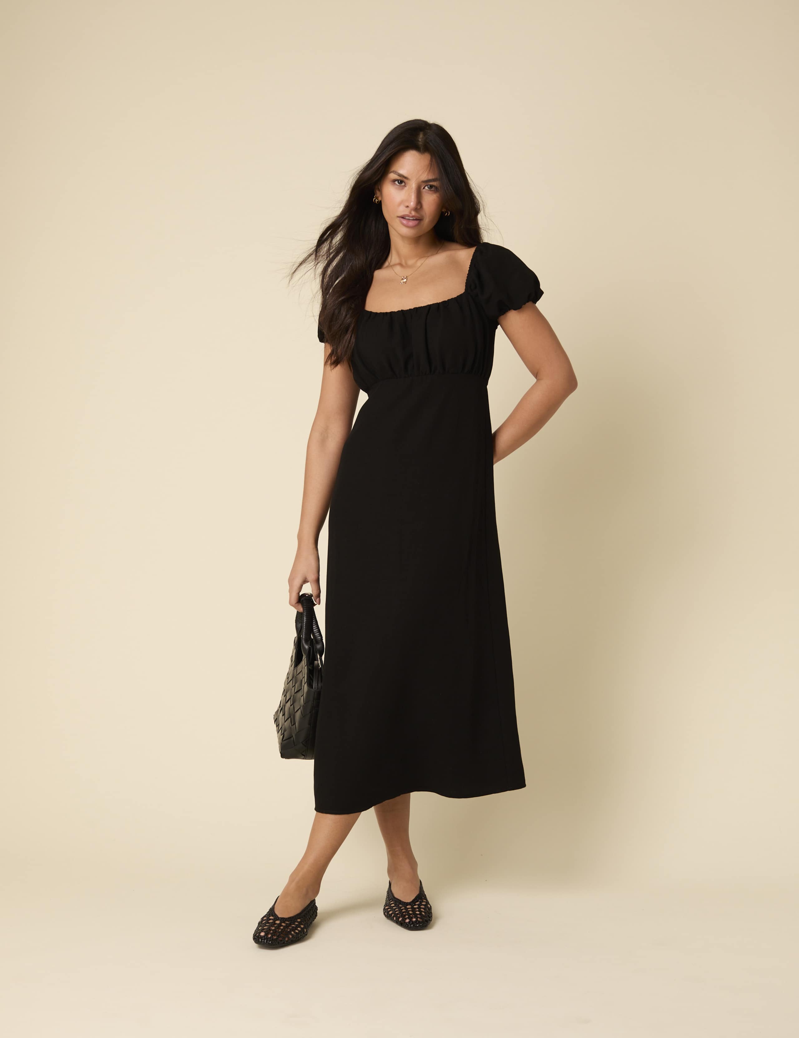 Cotton Rich Square Neck Midi Tea Dress 5 of 5