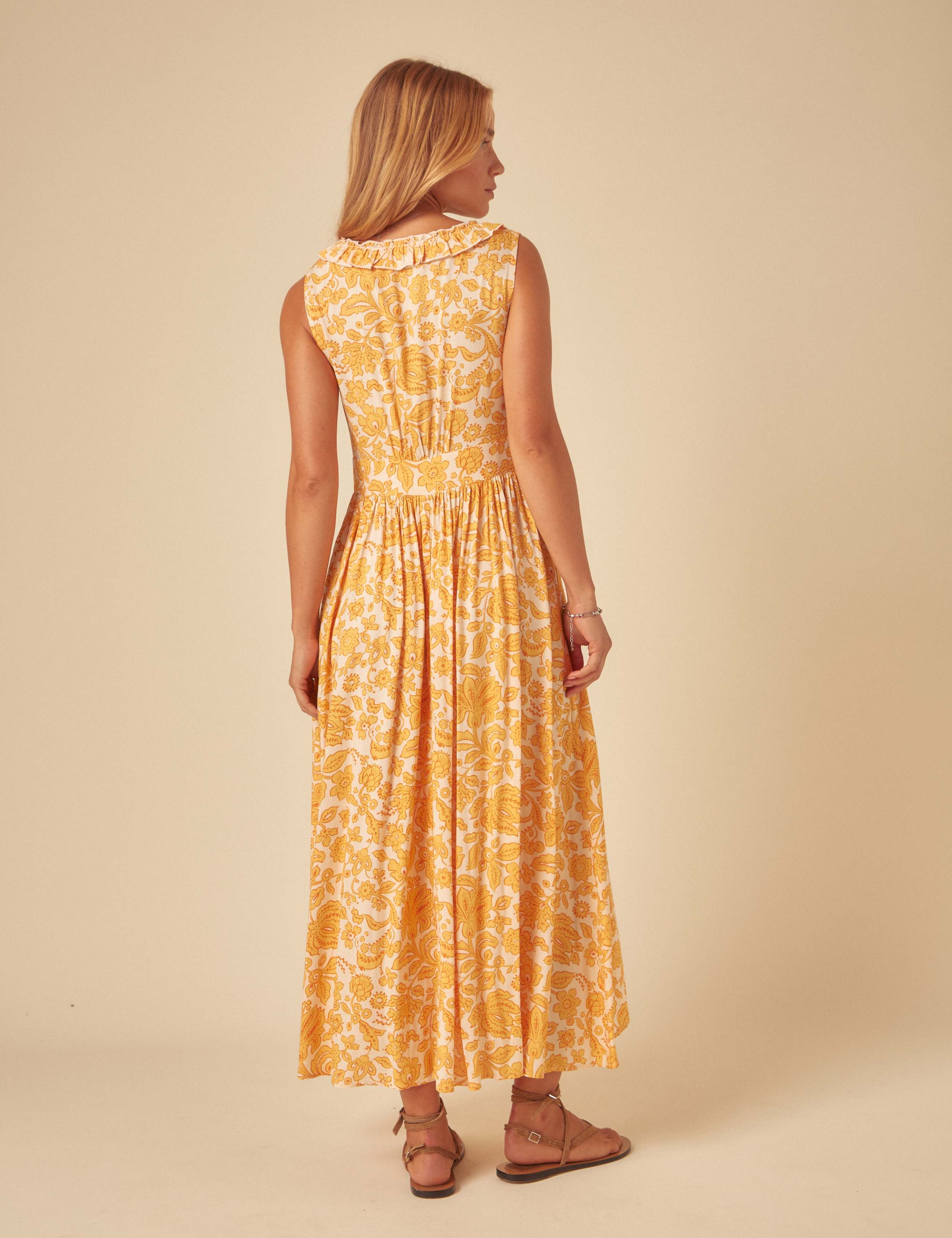 Pure Cotton Paisley Notch Neck Waisted Dress 2 of 5