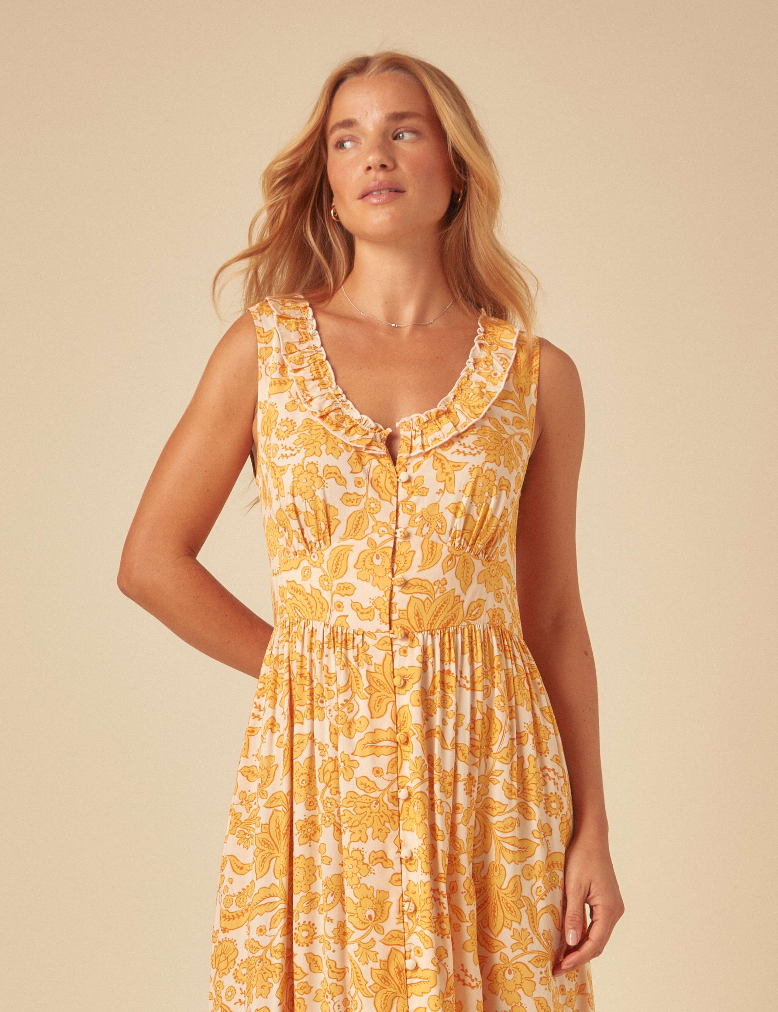 Pure Cotton Paisley Notch Neck Waisted Dress 3 of 5