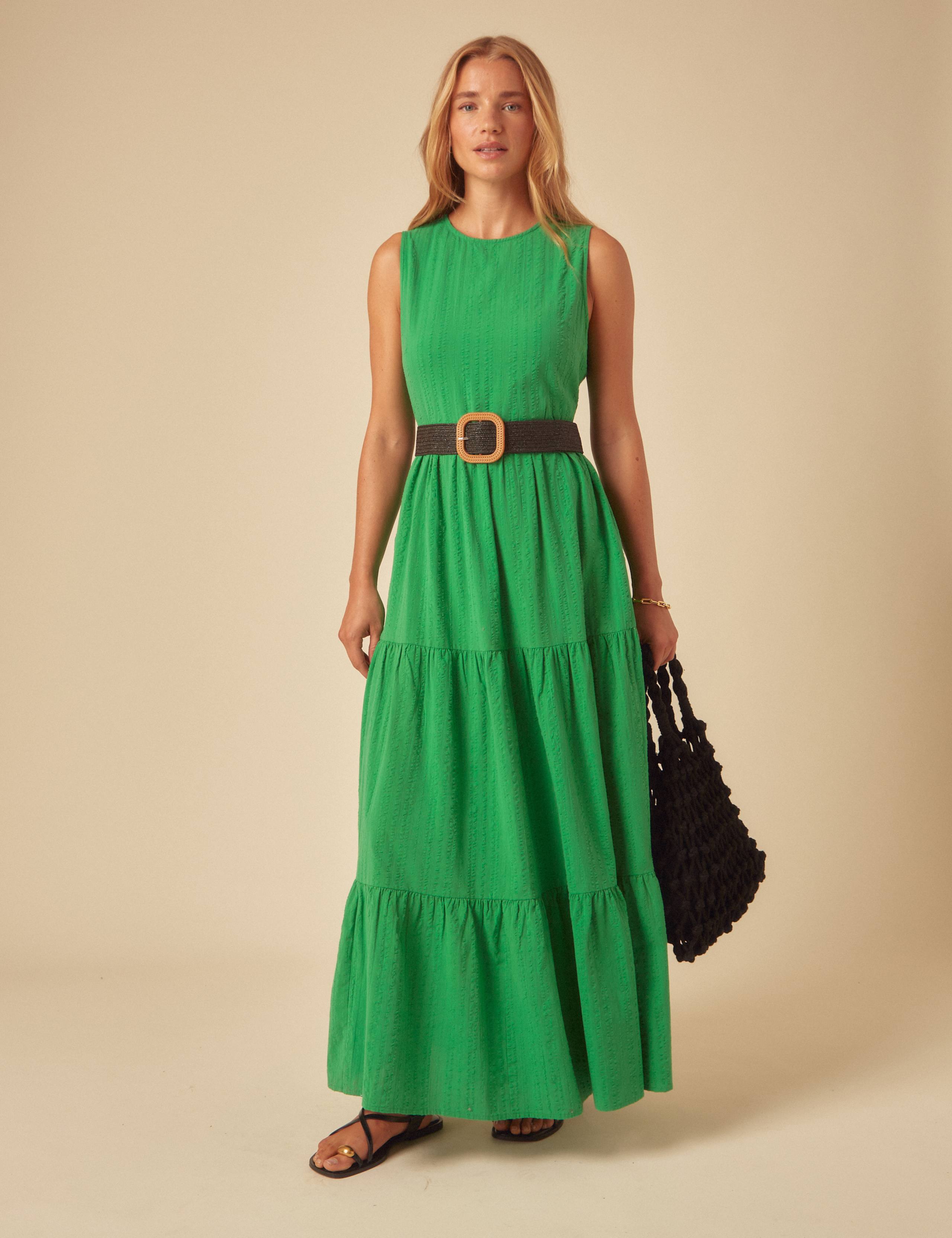 Pure Cotton Textured Midaxi Tiered Dress 5 of 5