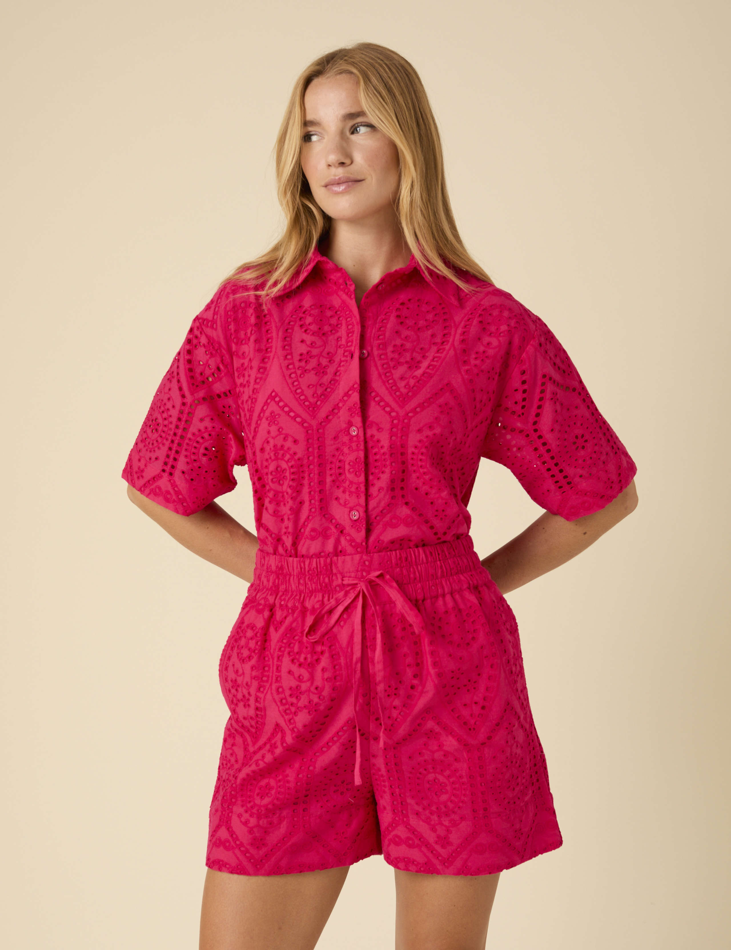 Pure Cotton Broderie High Waisted Shorts 2 of 5