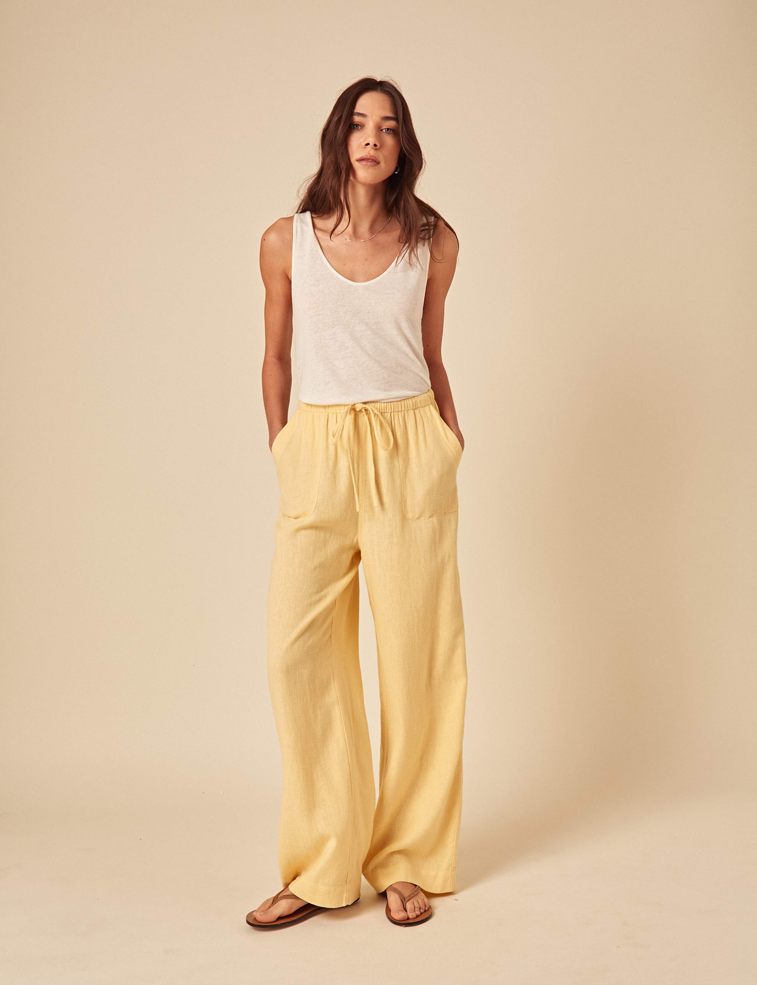 Linen Rich Drawstring Relaxed Trousers 1 of 5