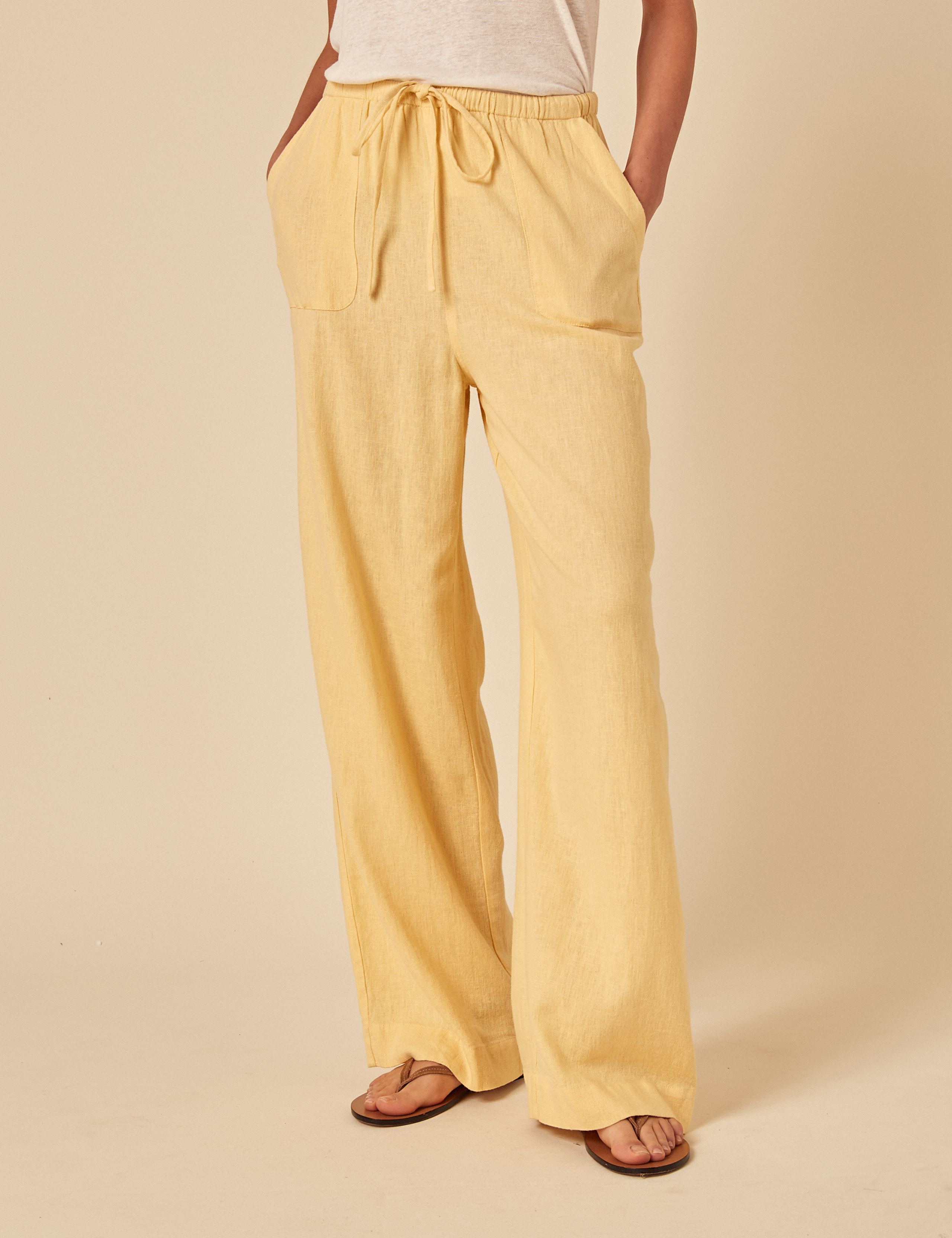 Linen Rich Drawstring Relaxed Trousers 2 of 5