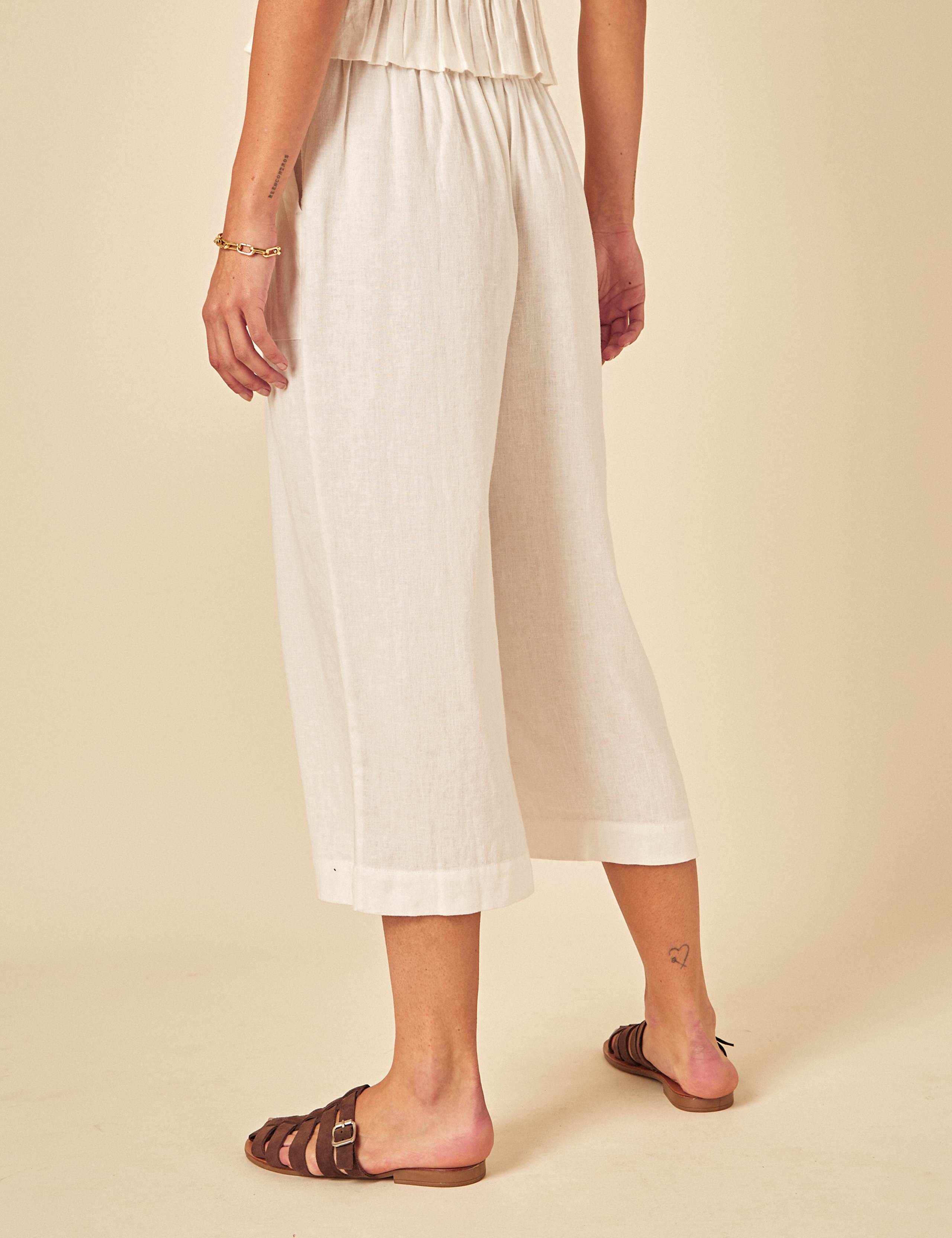 Linen Rich Drawstring Cropped Trousers 3 of 4
