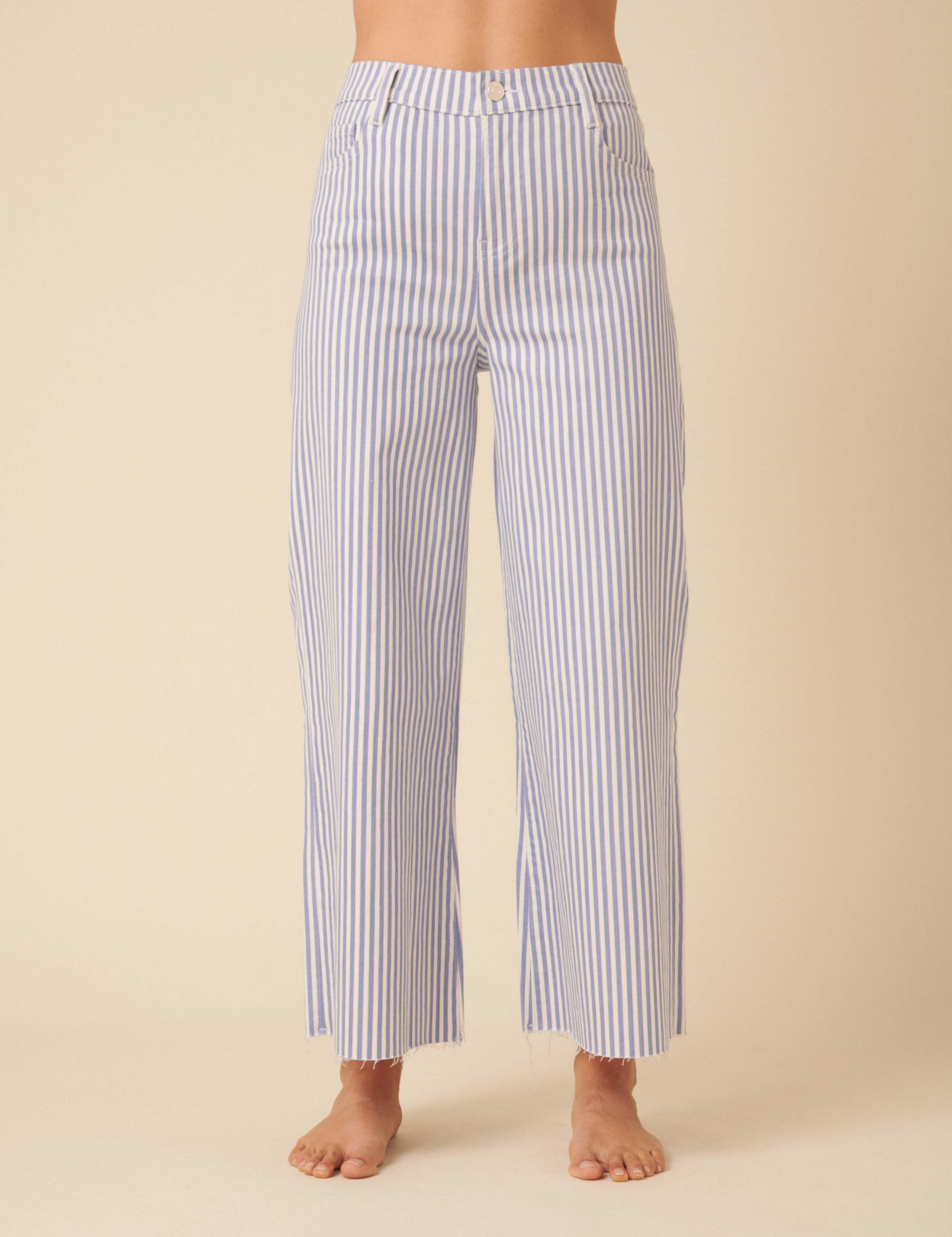 High Waisted Striped Wide Leg Jeans 2 of 5