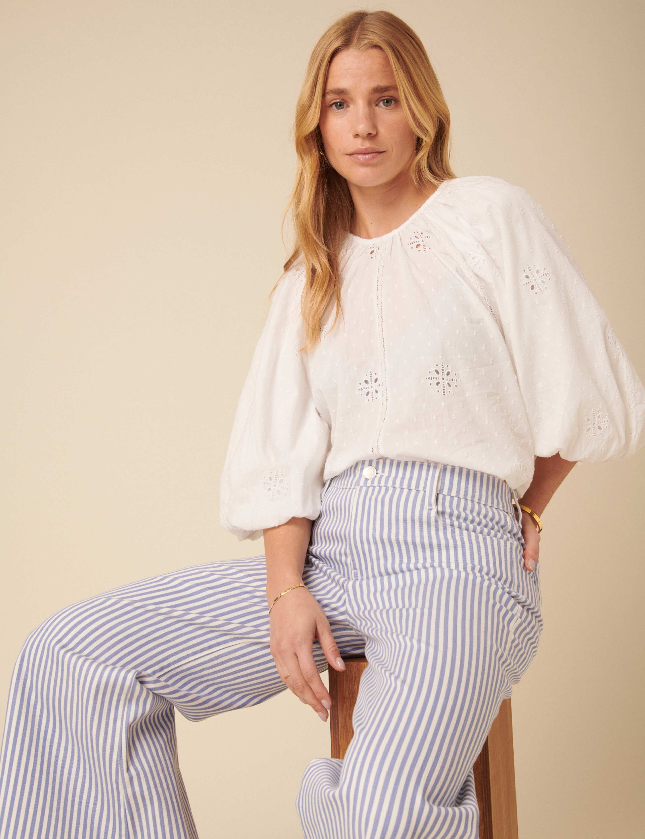 High Waisted Striped Wide Leg Jeans 5 of 5