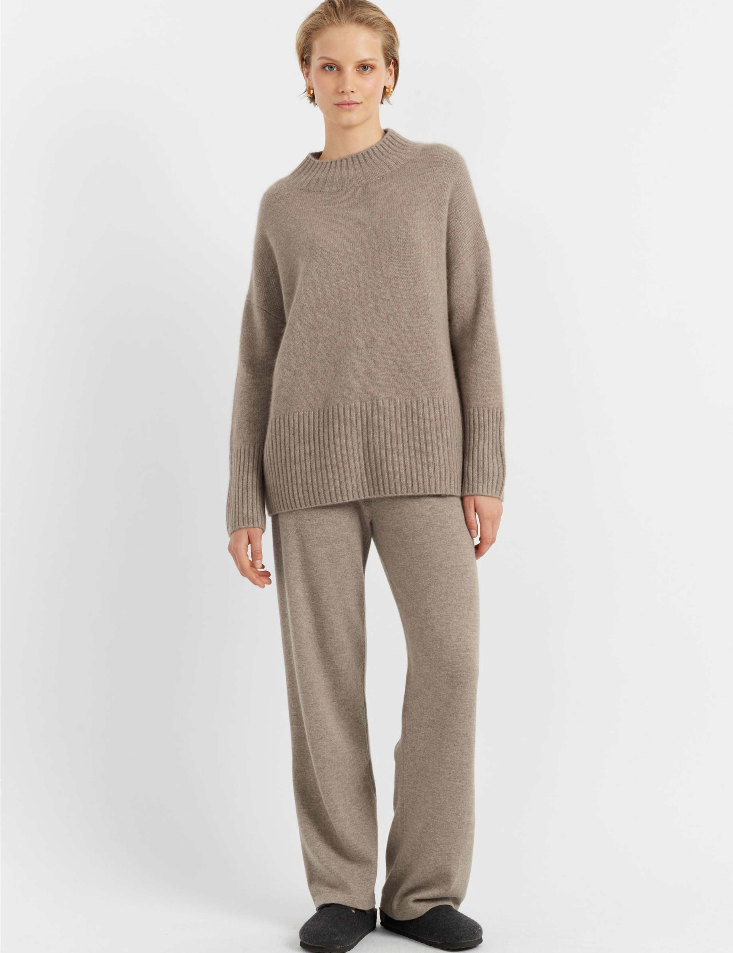 Pure Cashmere Funnel Neck Relaxed Jumper 1 of 3