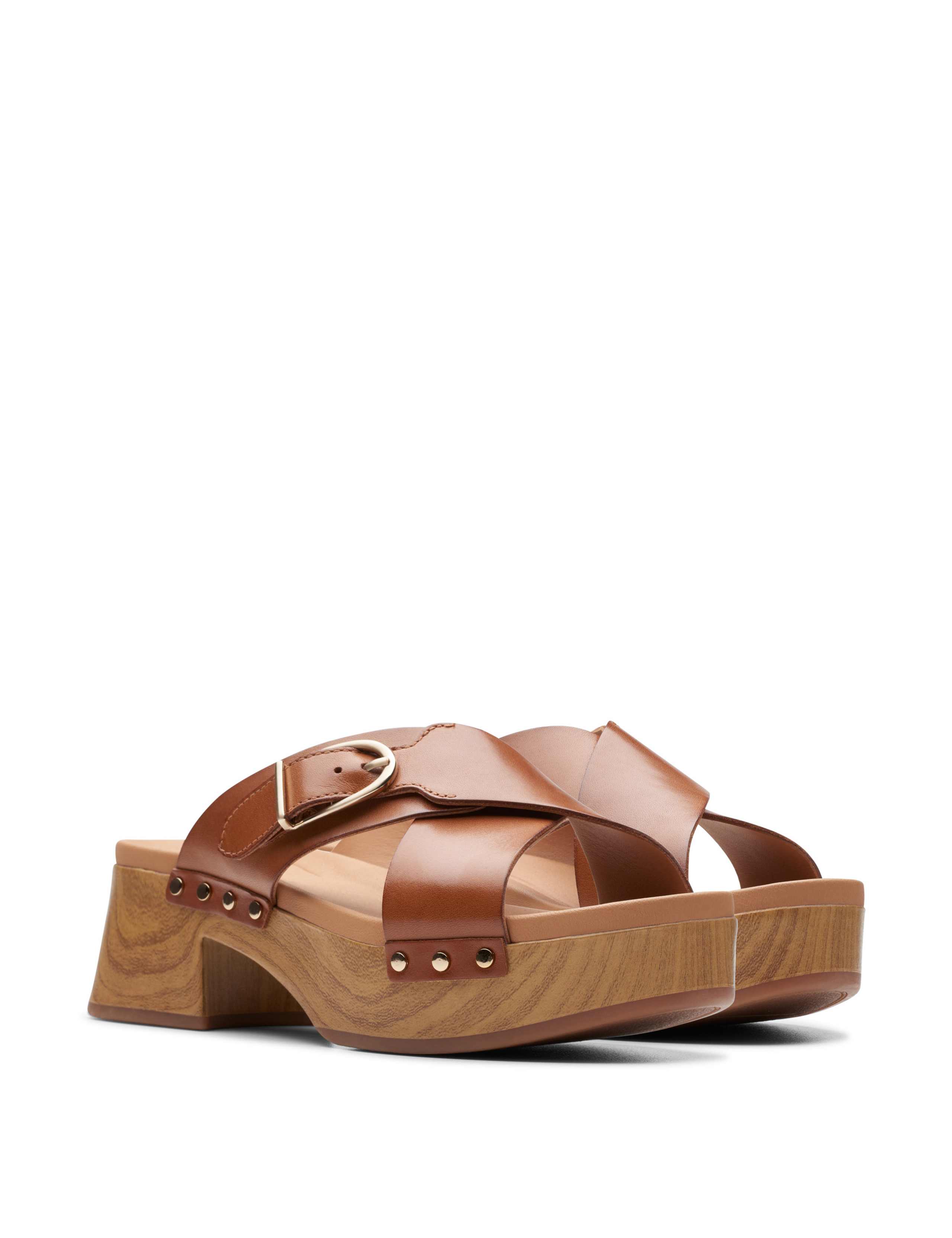 Leather Metallic Platform Clogs 2 of 6