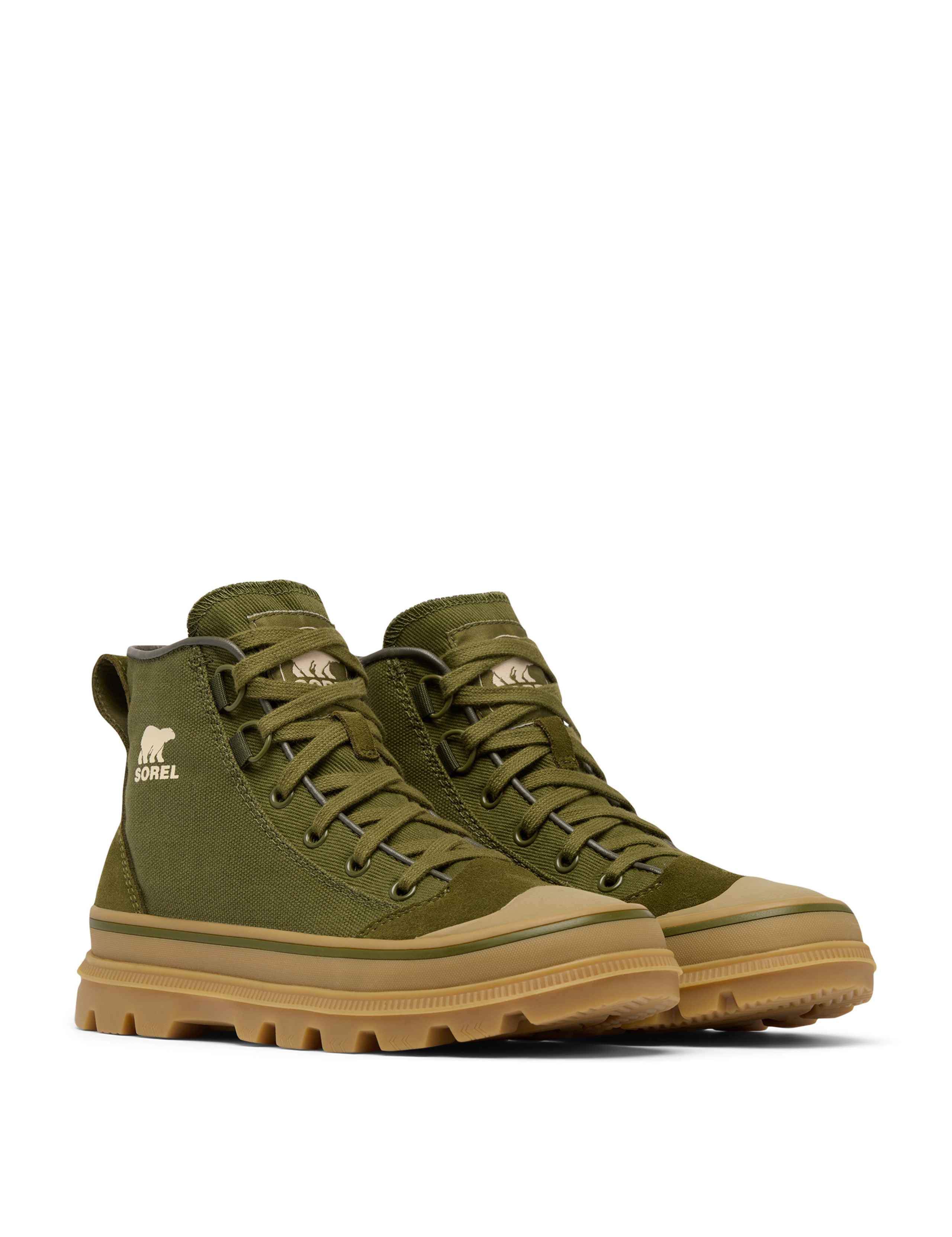 Canvas Suede Panel Mid Top Trainers 2 of 10