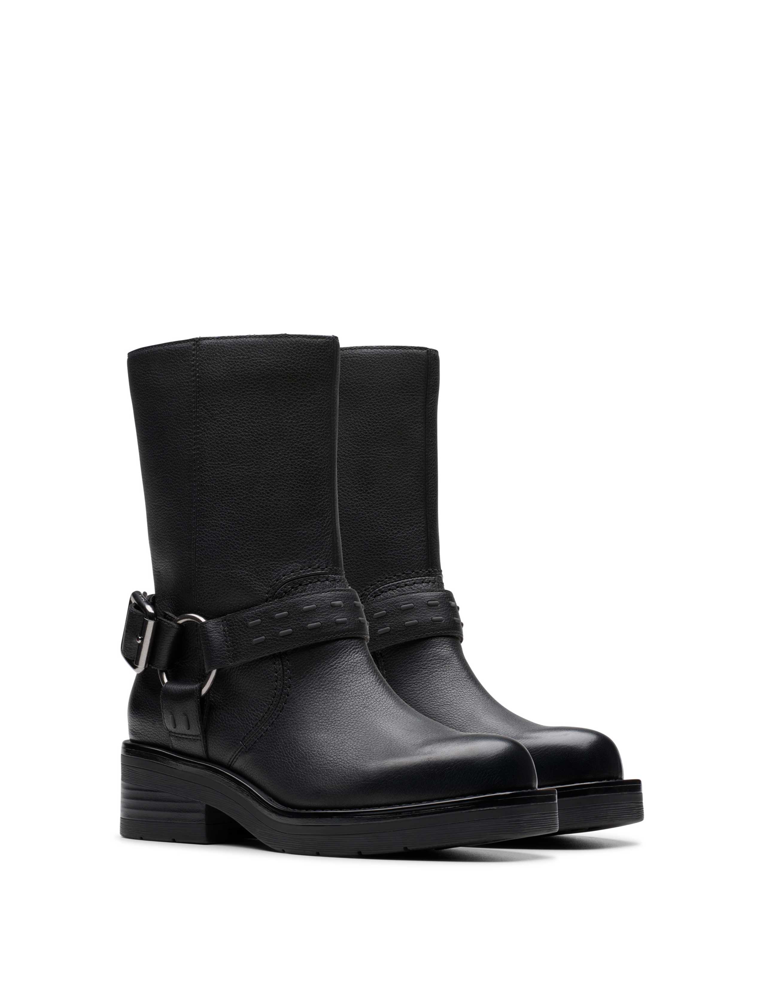 Leather Buckle Flat Boots 2 of 7