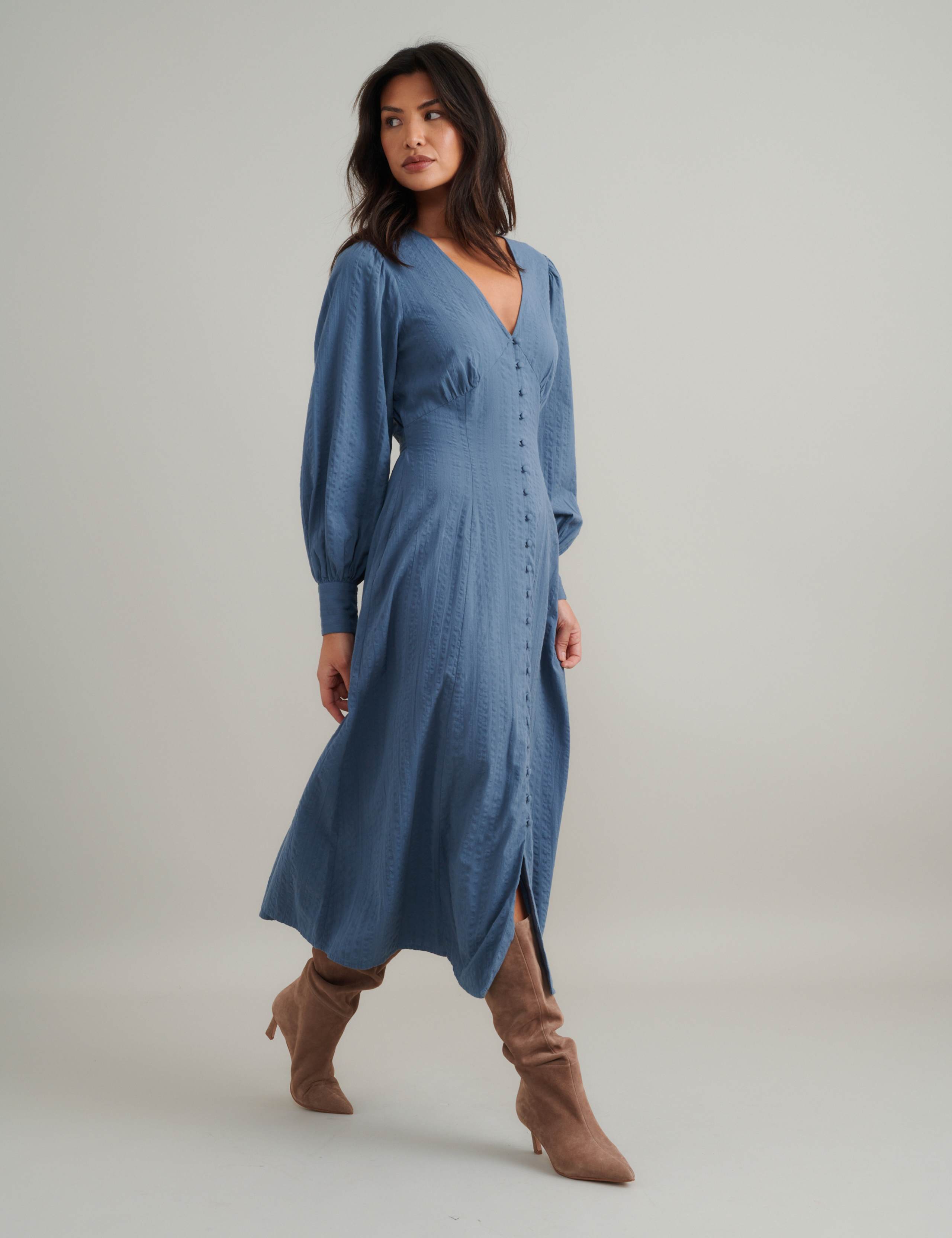 Pure Cotton V-Neck Midaxi Relaxed Tea Dress 3 of 5