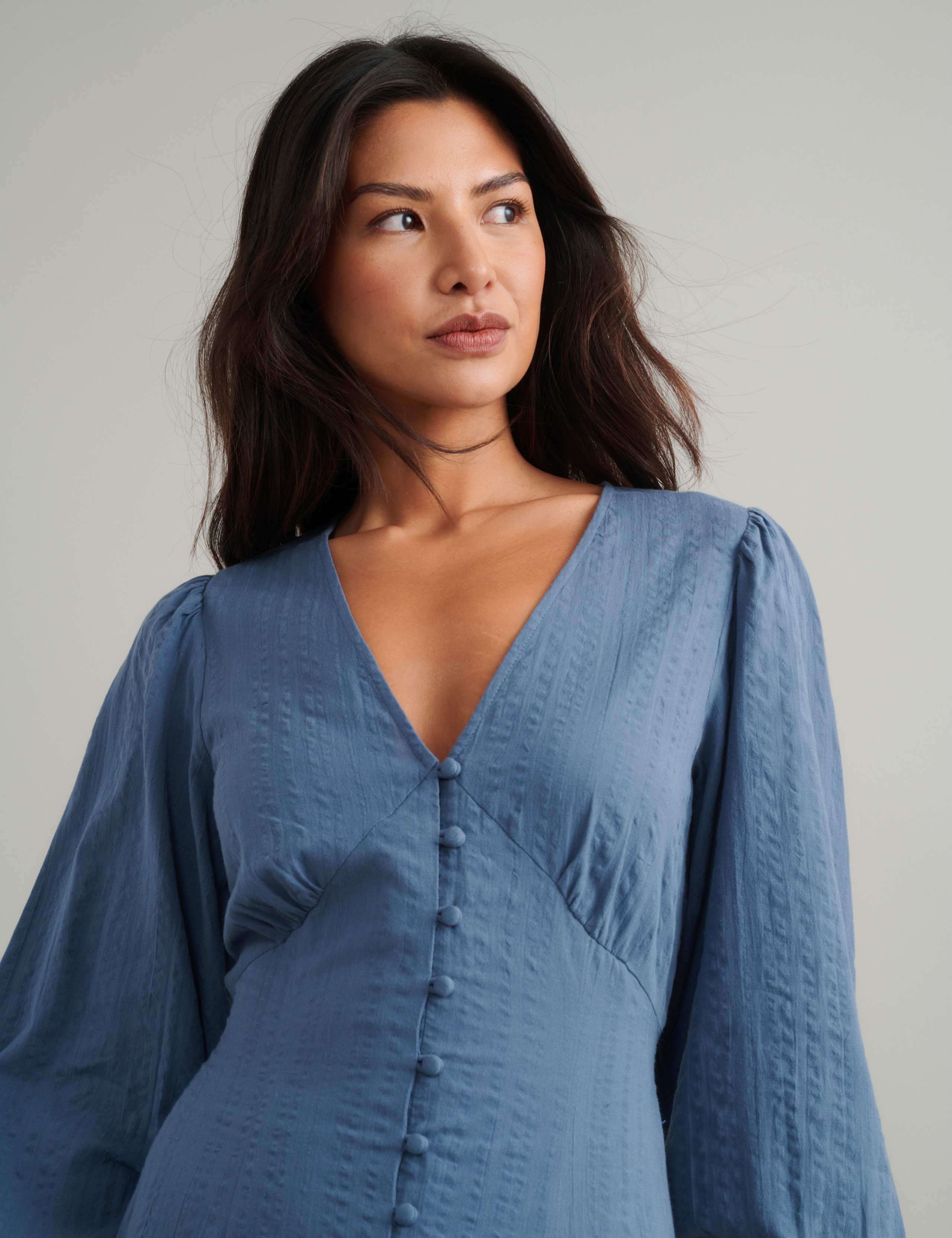 Pure Cotton V-Neck Midaxi Relaxed Tea Dress 4 of 5