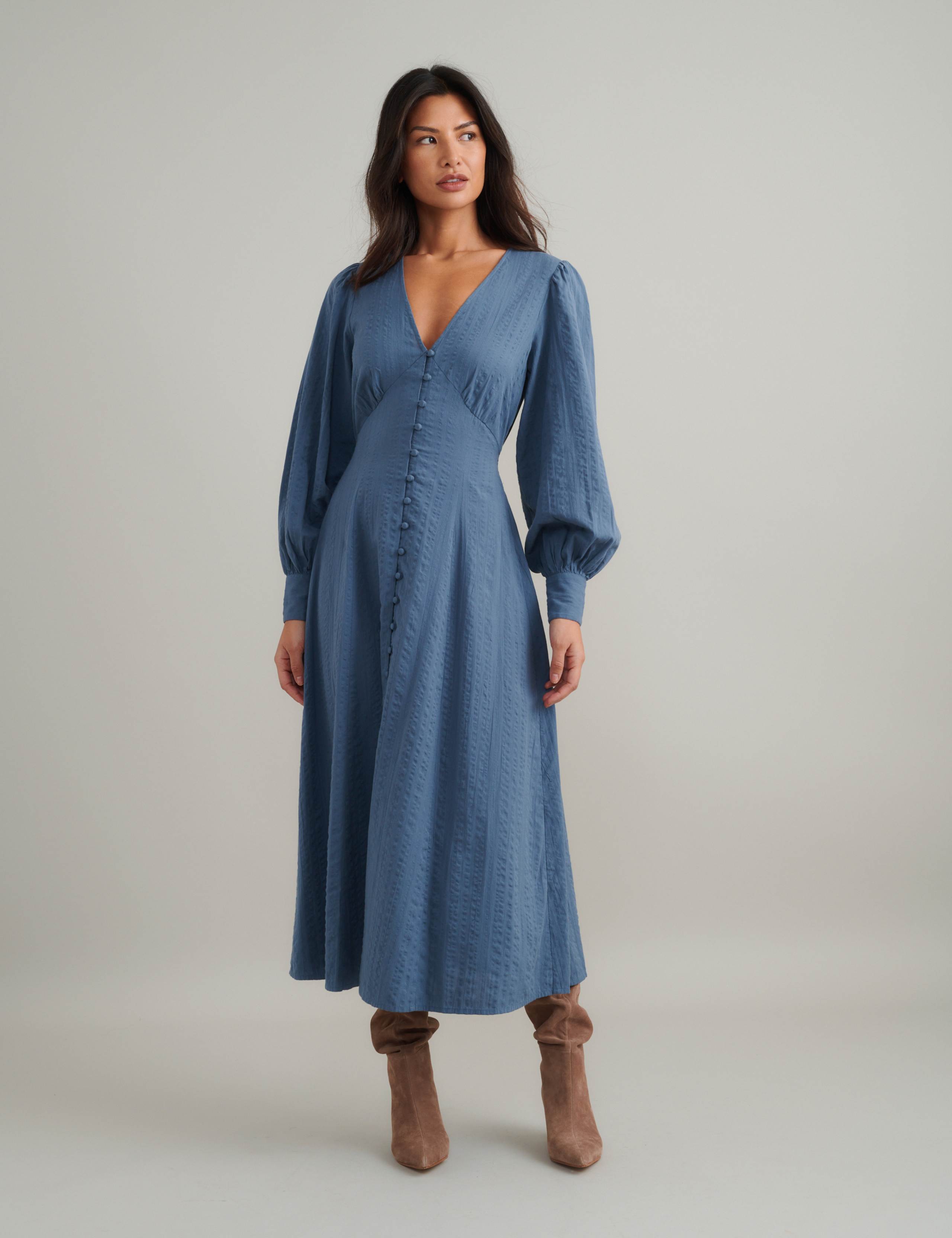 Pure Cotton V-Neck Midaxi Relaxed Tea Dress 5 of 5