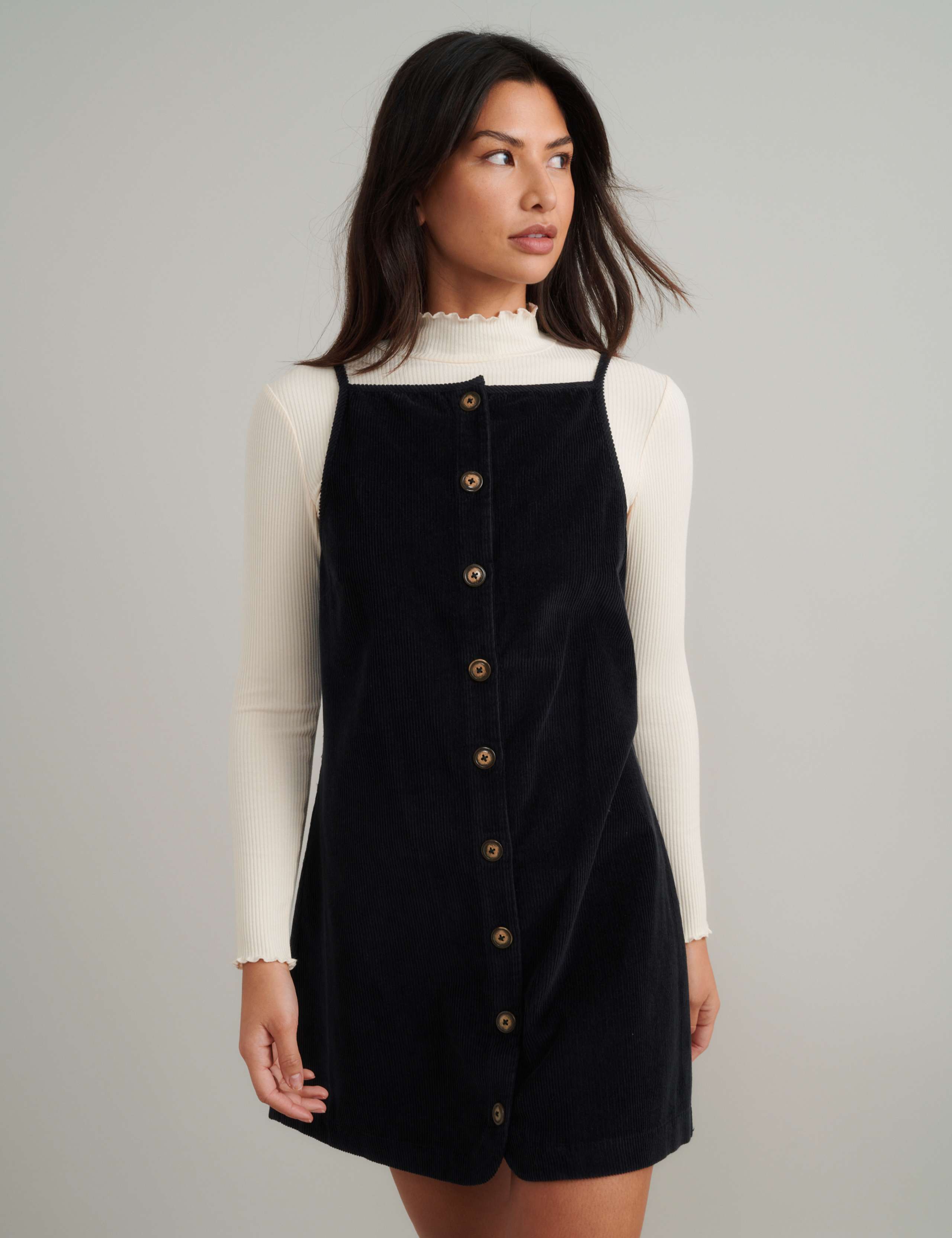 Pure Cotton Cord Mini Pinafore Dress 2 of 4
