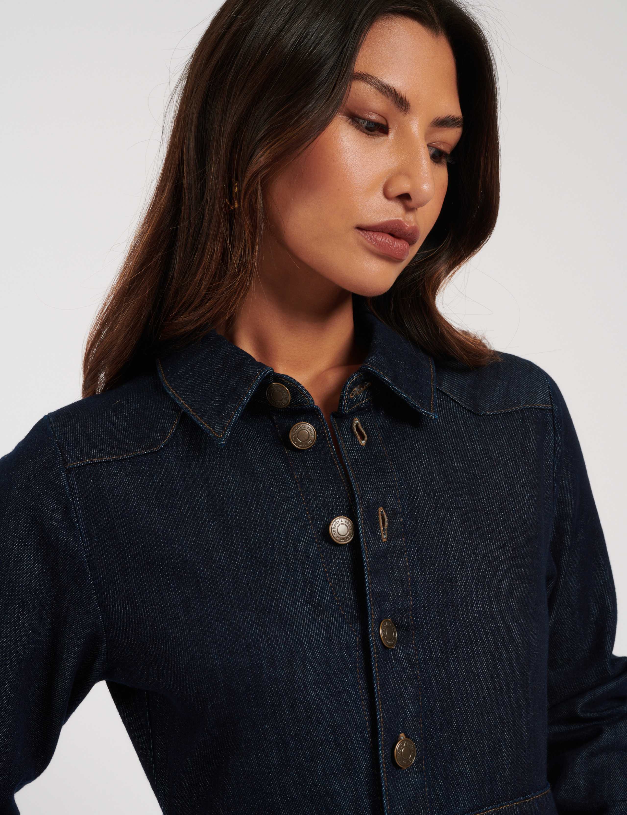 Denim Midi Shirt Dress 3 of 6