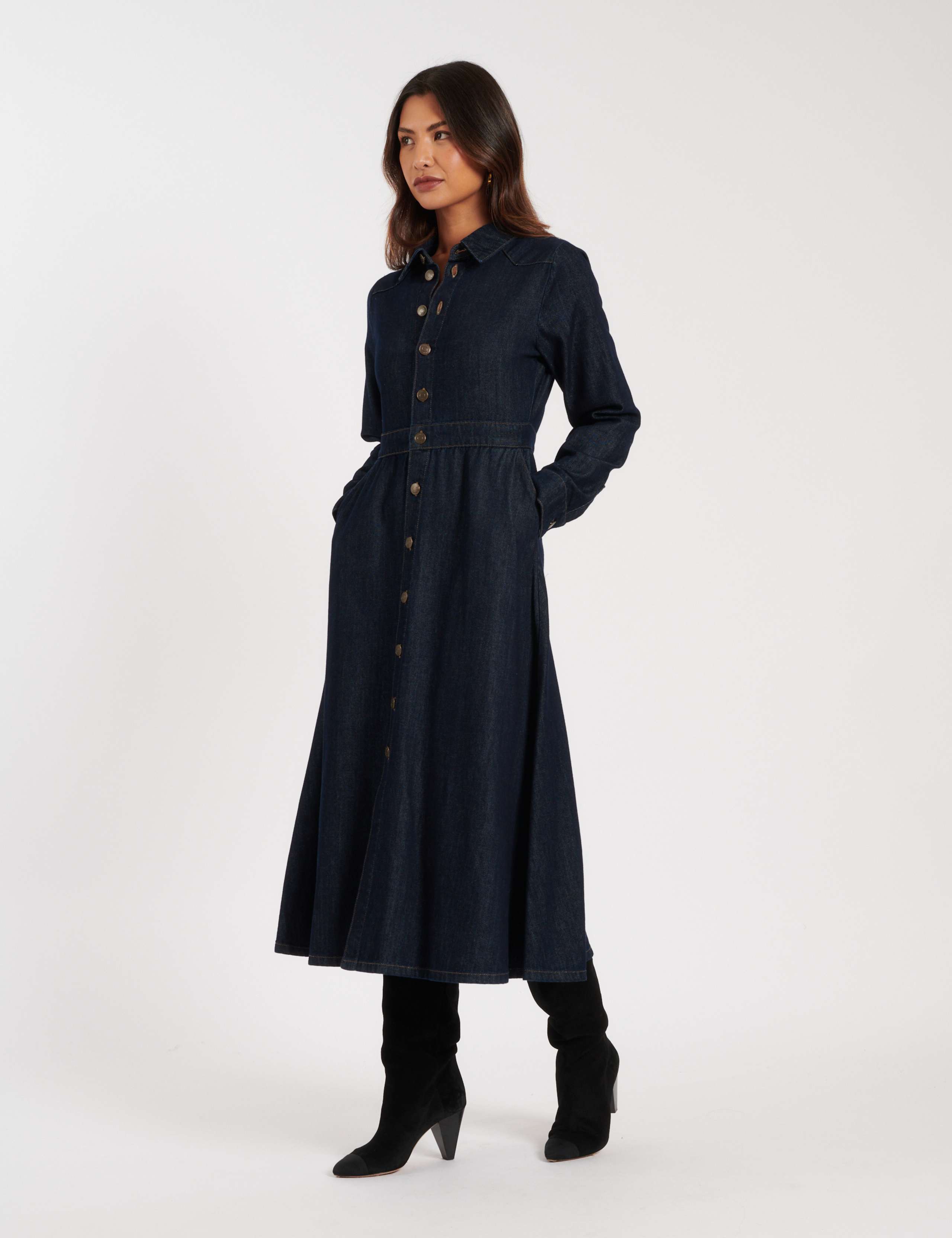 Denim Midi Shirt Dress 4 of 6