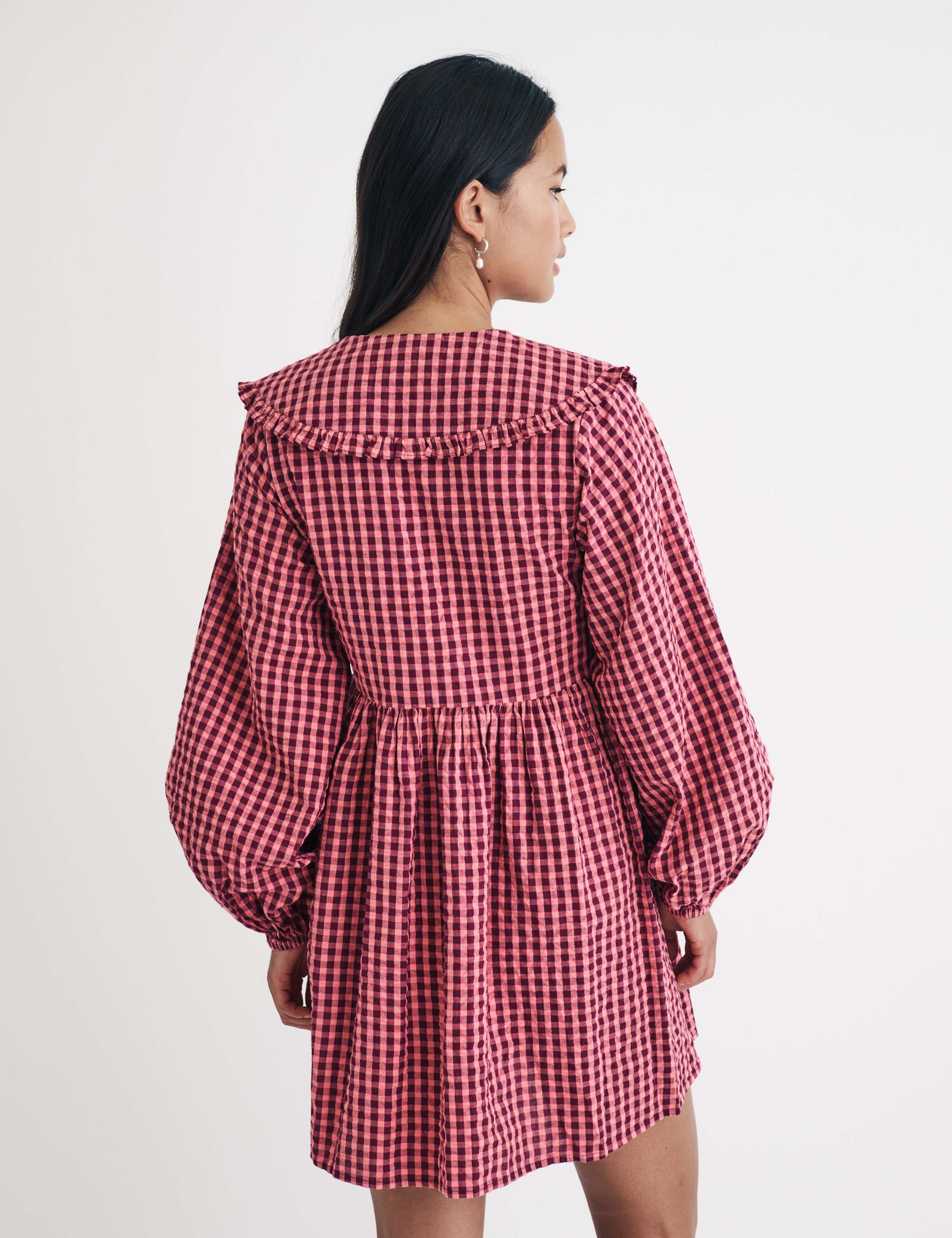 Pure Cotton Checked Mini Smock Dress 3 of 4