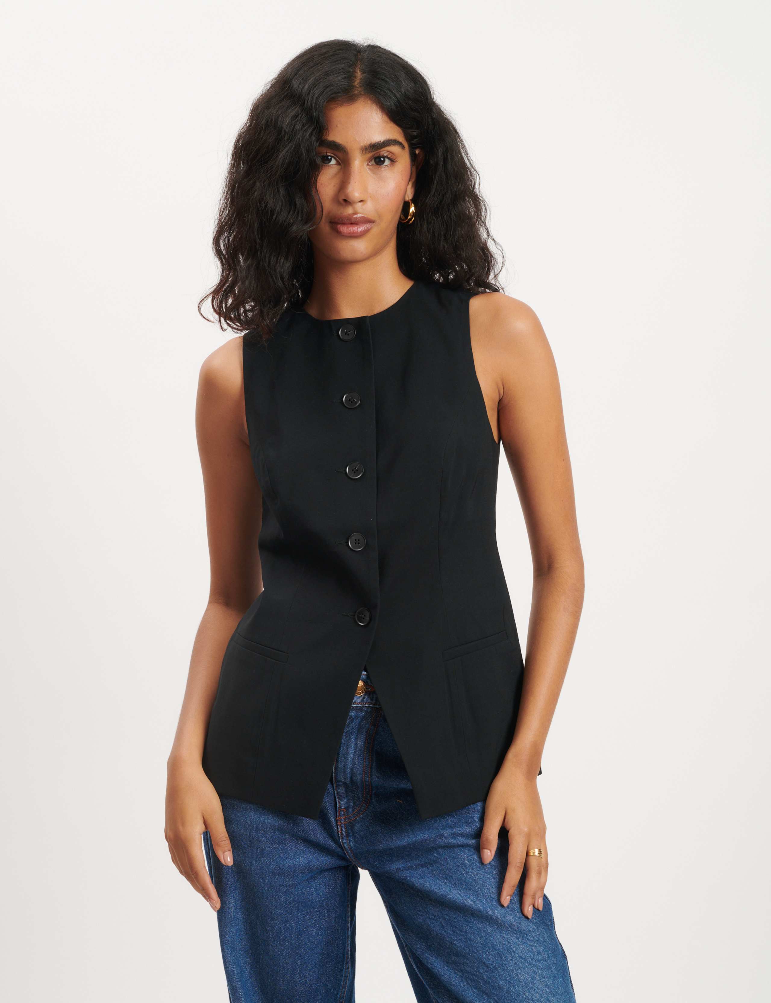 Crew Neck Longline Waistcoat 1 of 5