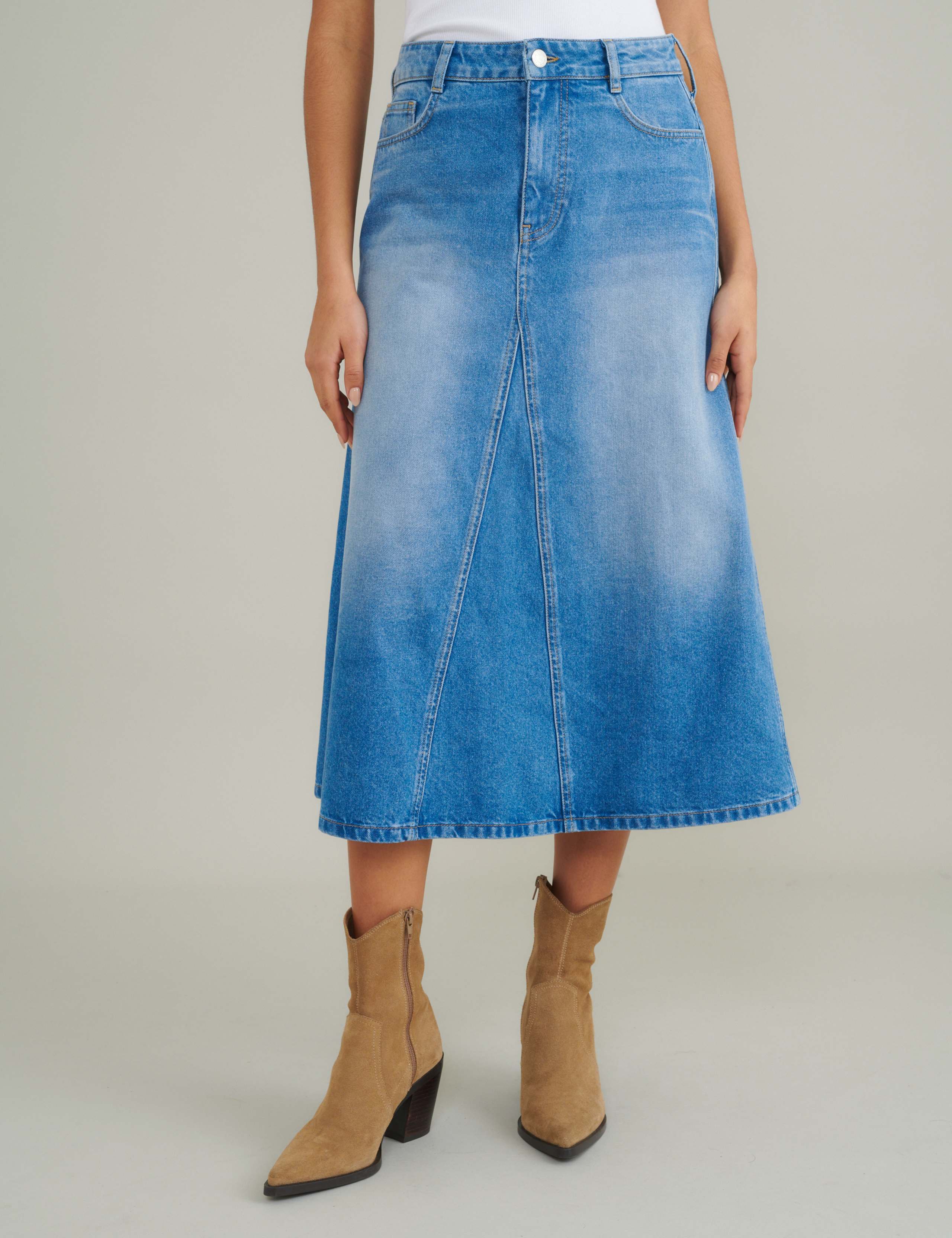 Denim Midi Skirt 2 of 7