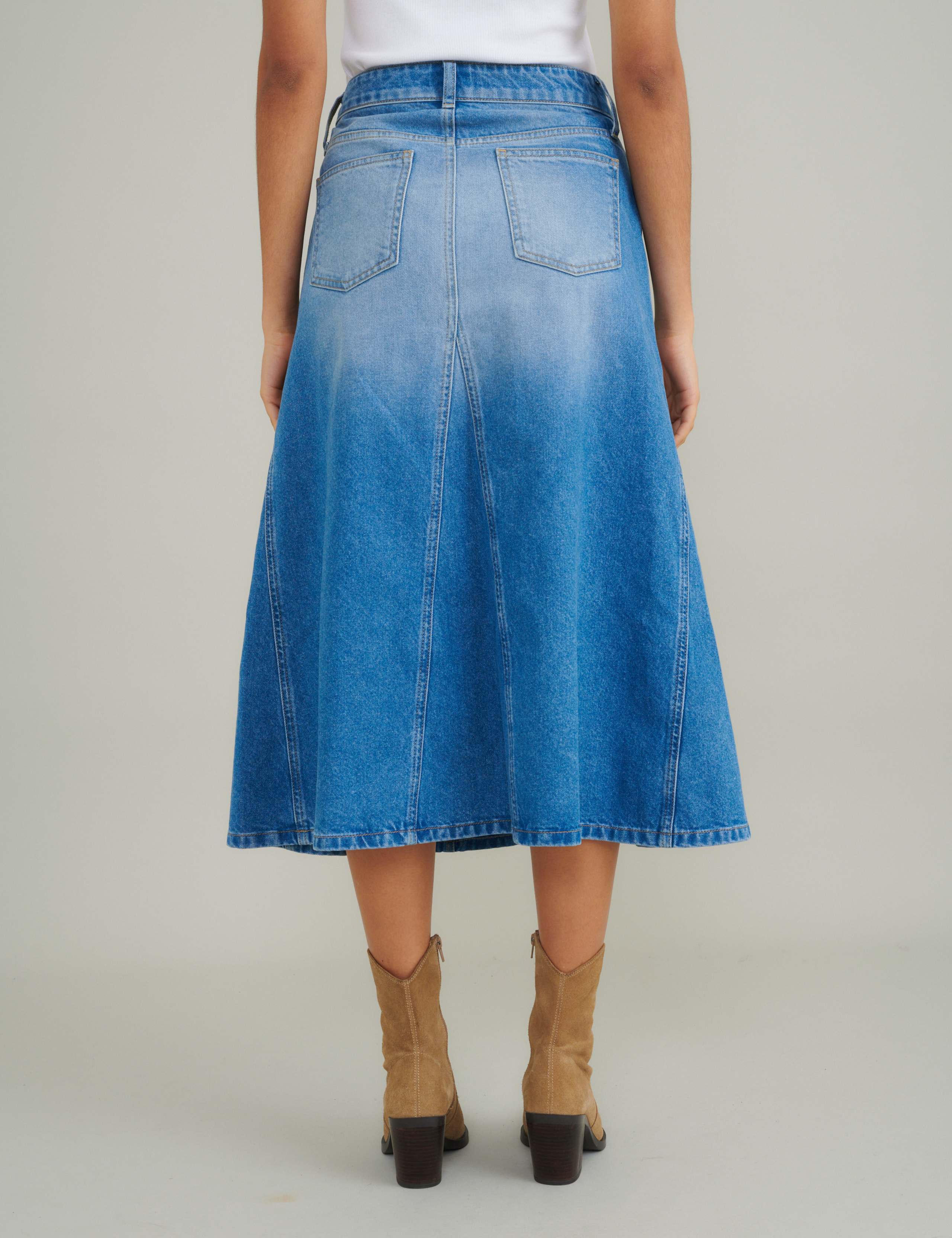 Denim Midi Skirt 4 of 7