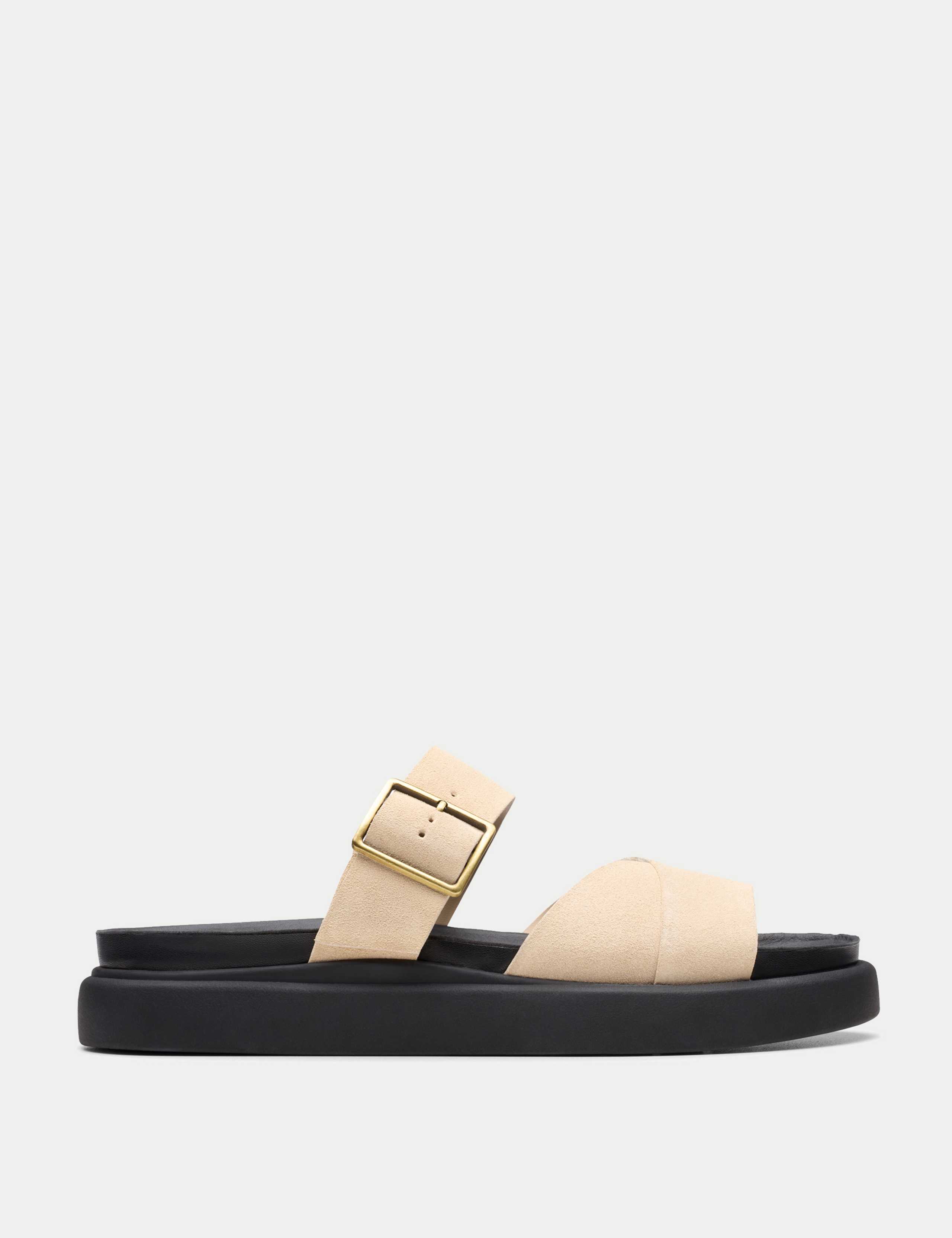 Suede Buckle Flatform Mules 1 of 7