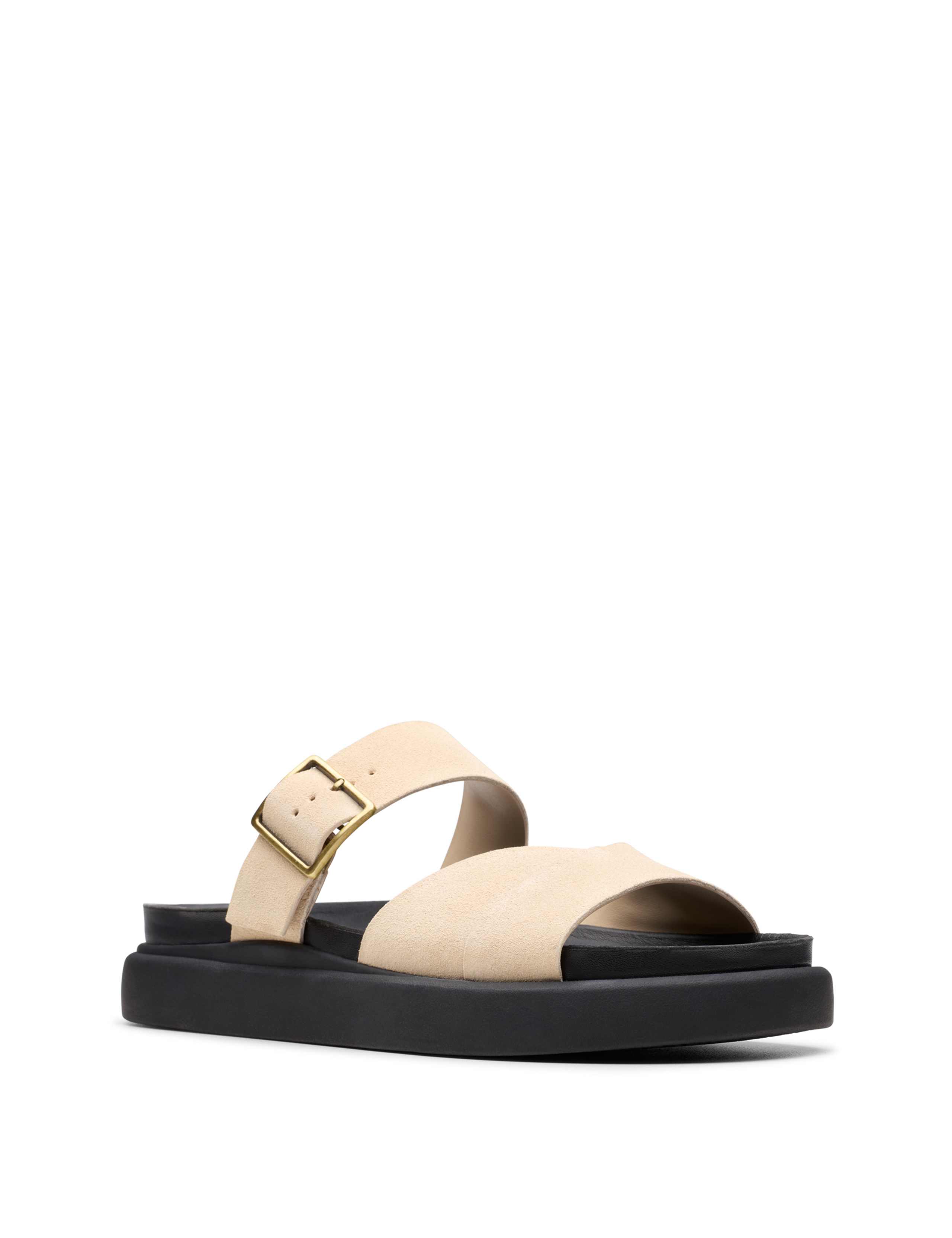 Suede Buckle Flatform Mules 3 of 7