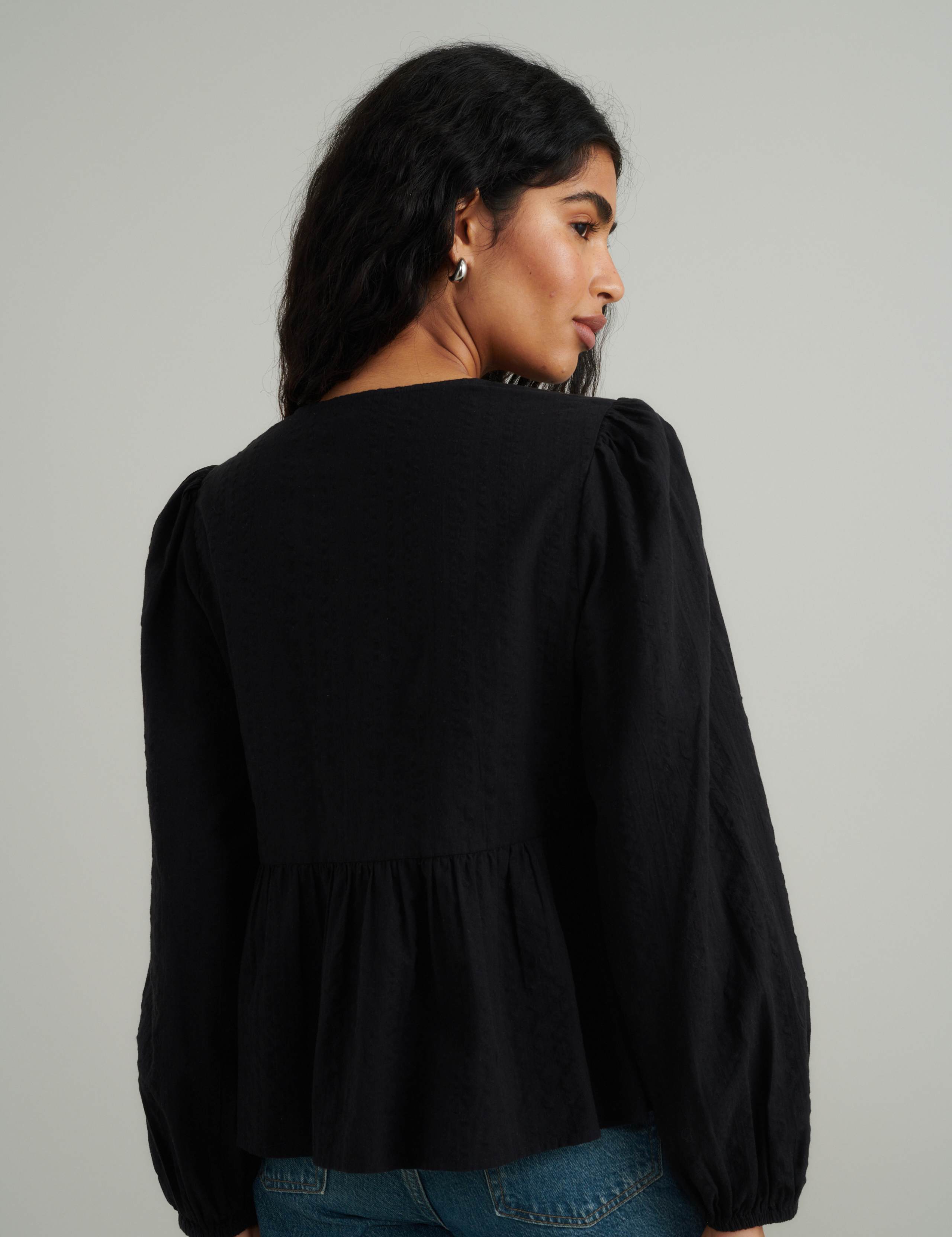 Pure Cotton Tie Front Blouse 2 of 5