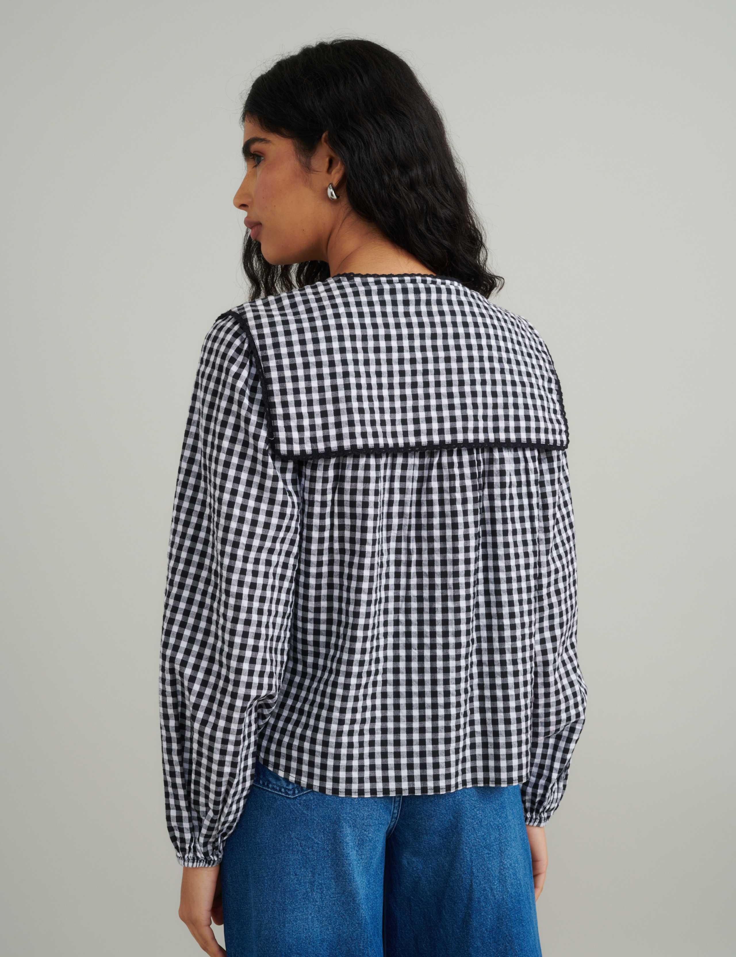 Pure Cotton Checked Blouse 2 of 5