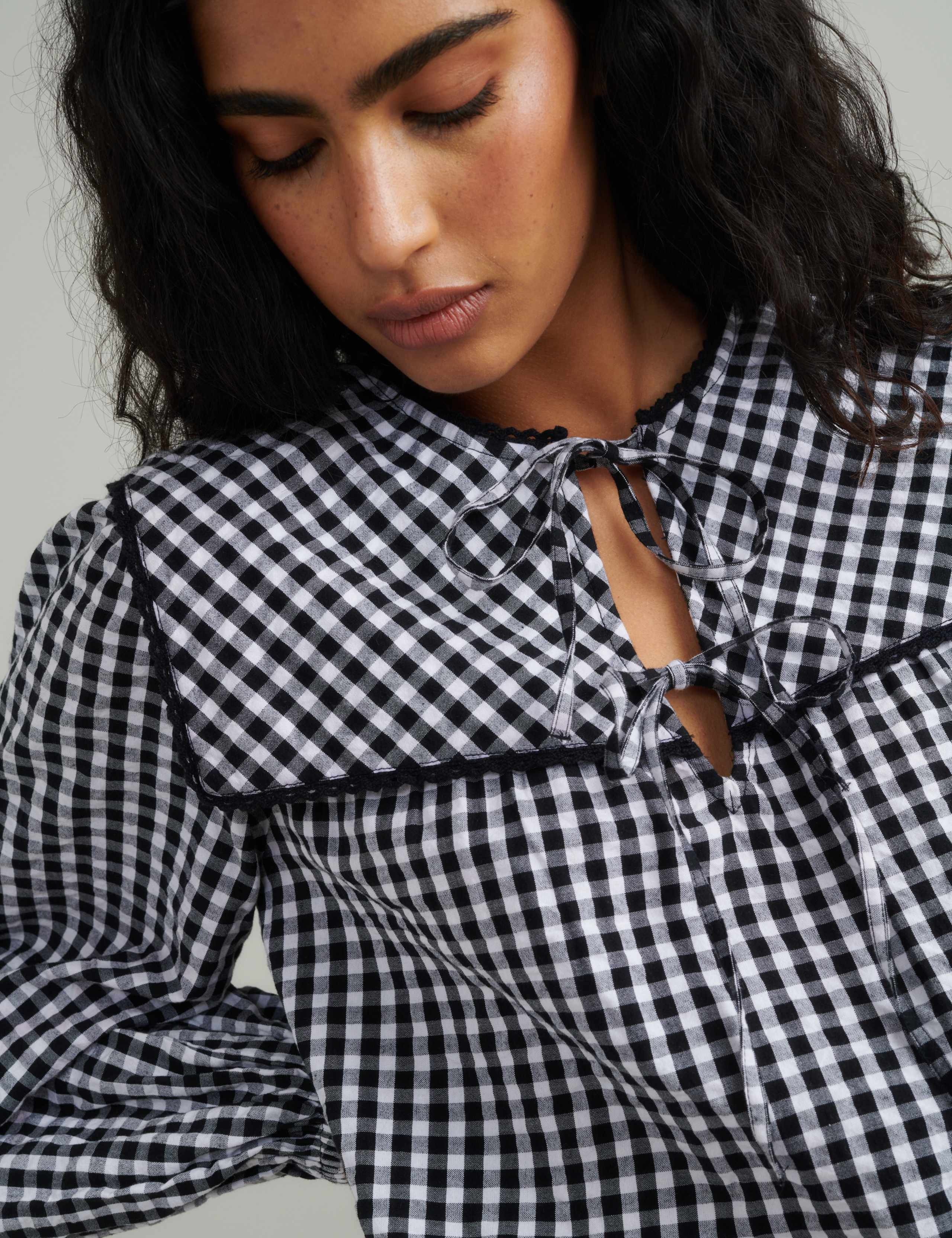 Pure Cotton Checked Blouse 3 of 5