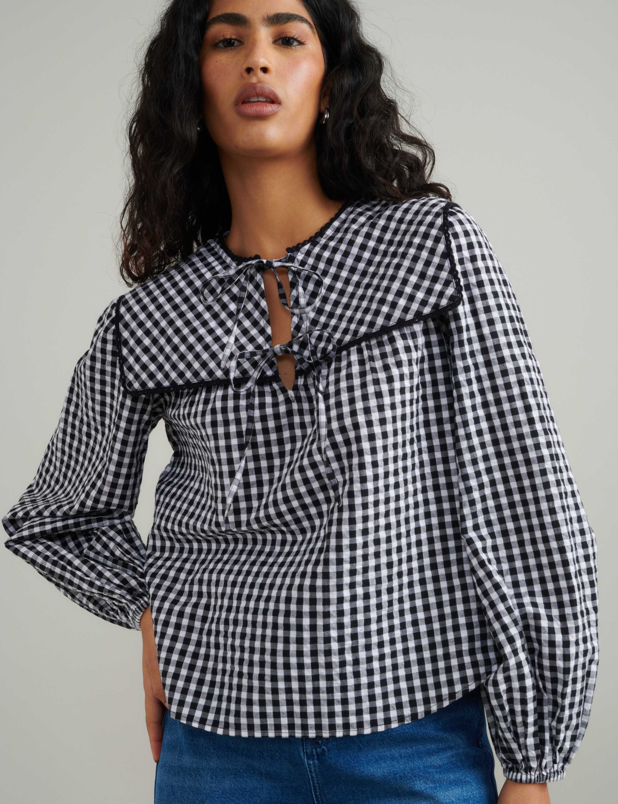 Pure Cotton Checked Blouse 5 of 5