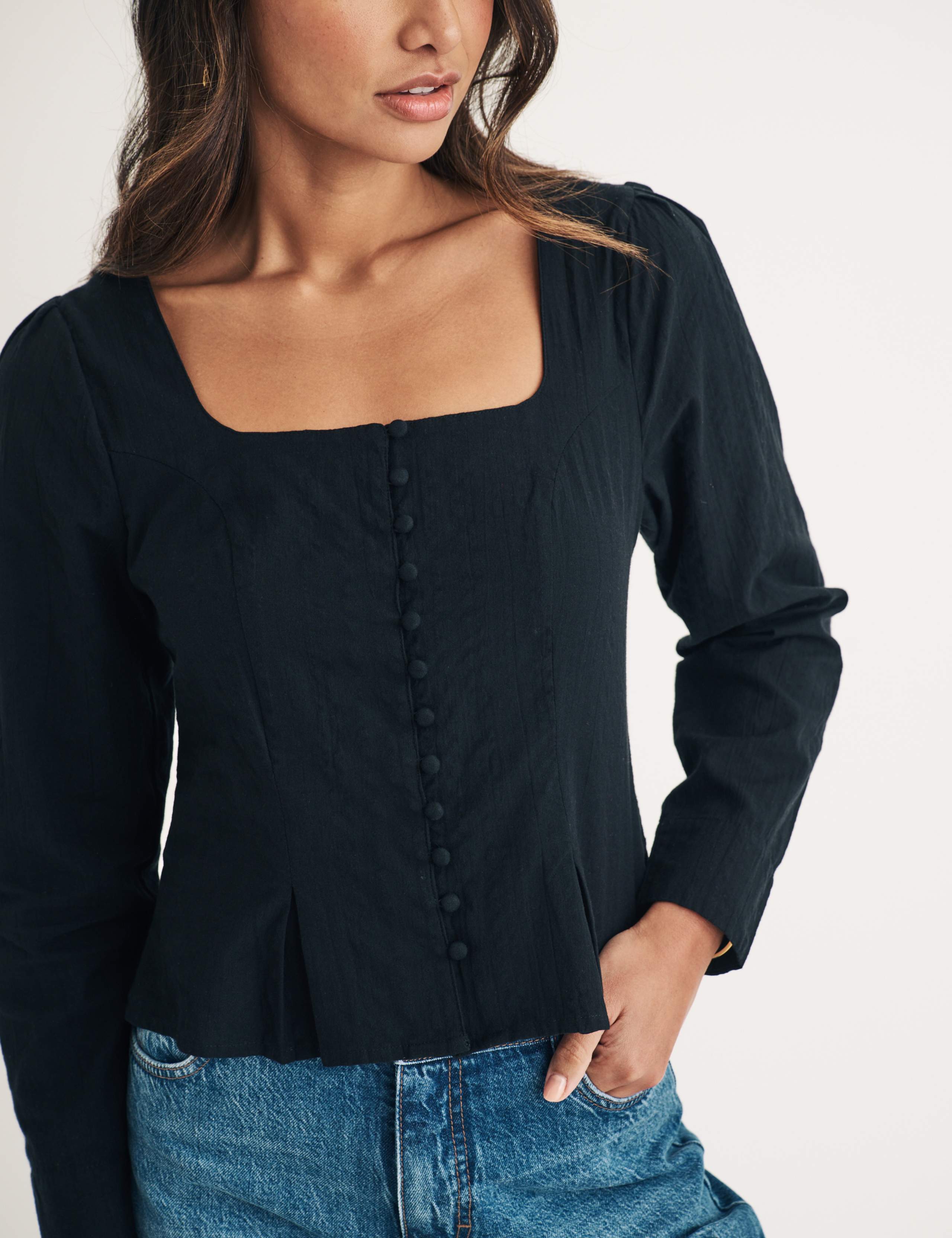 Pure Cotton Square Neck Blouse 3 of 5