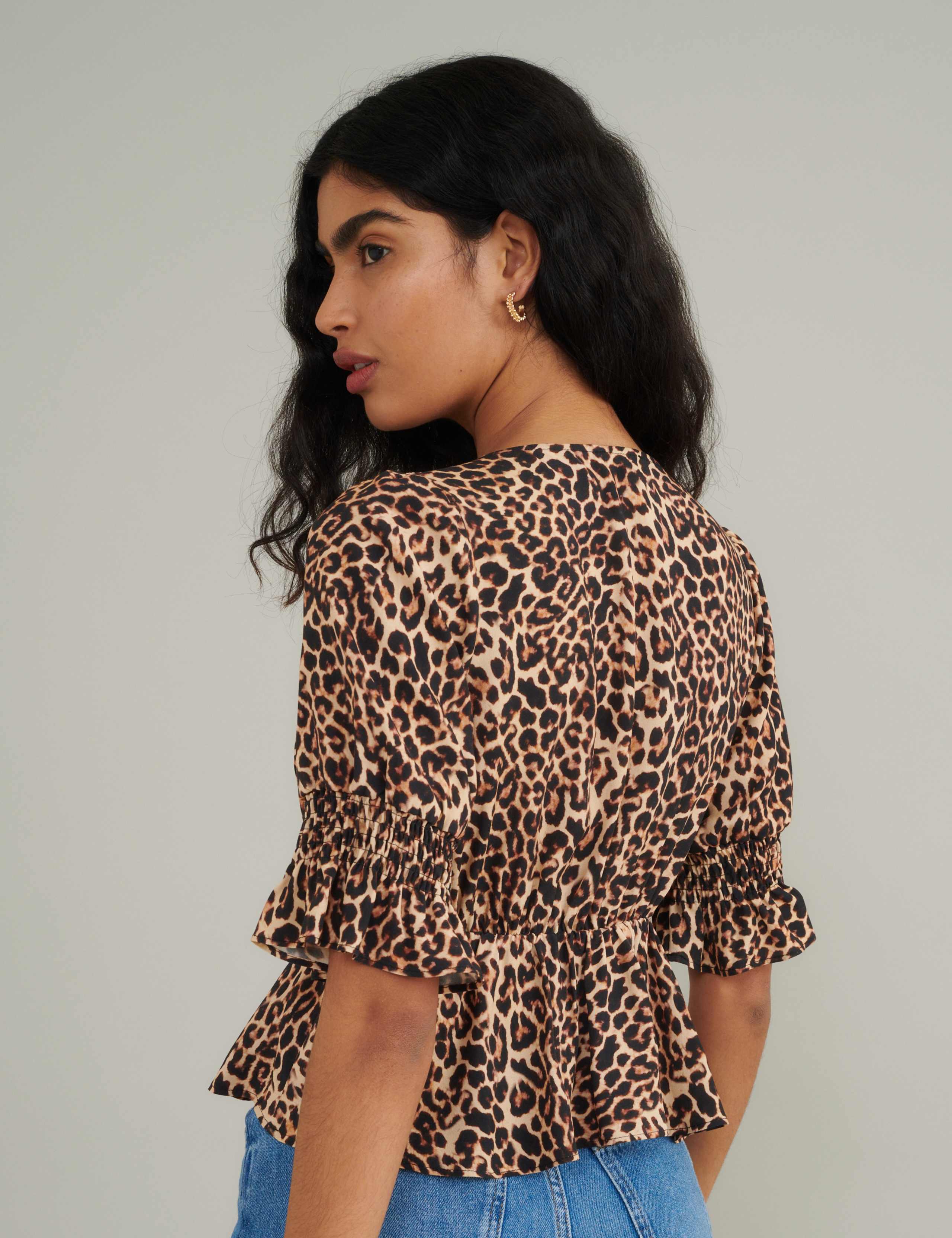 Animal Print Tie Front Top 2 of 4