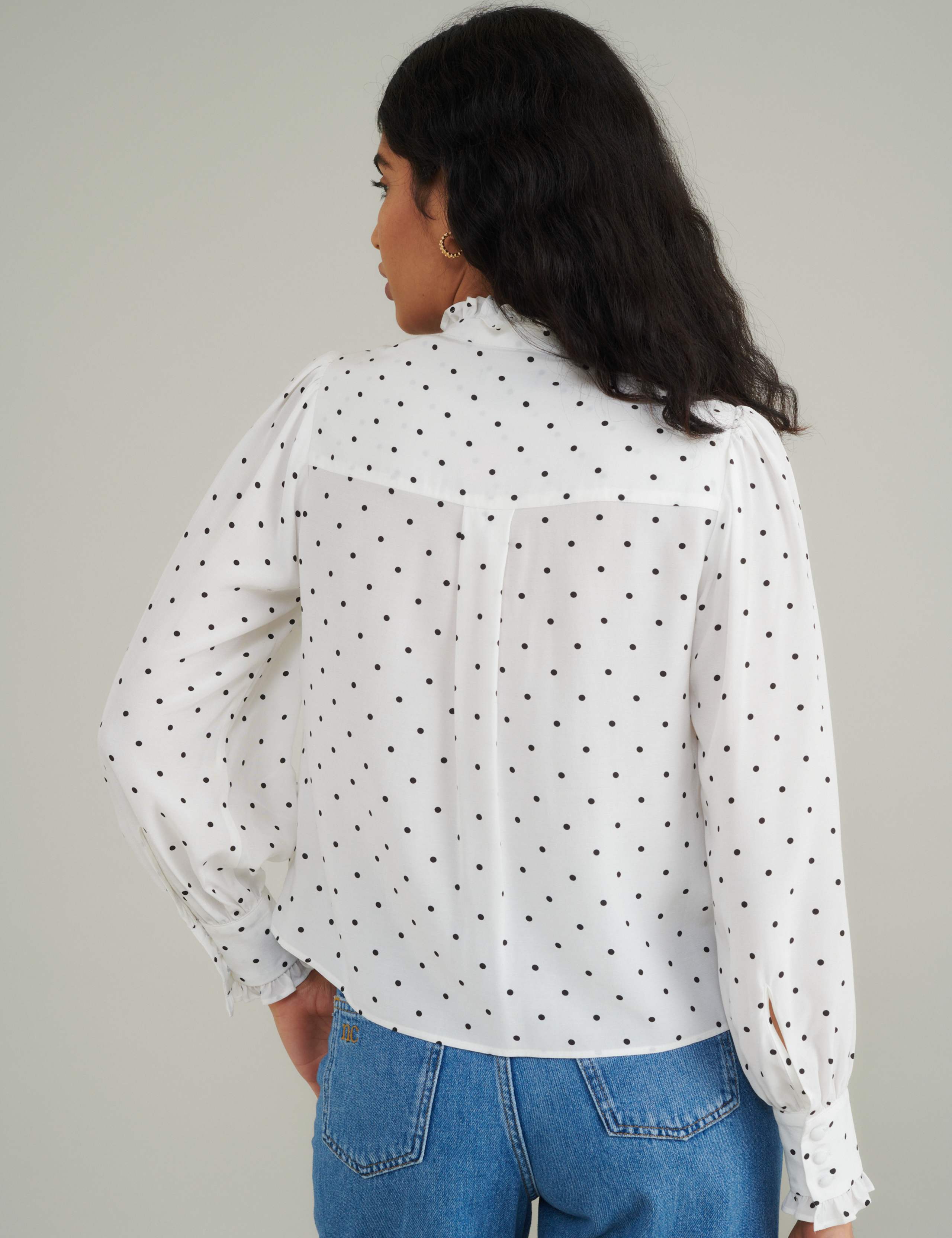 Polka Dot High Neck Blouse 2 of 5