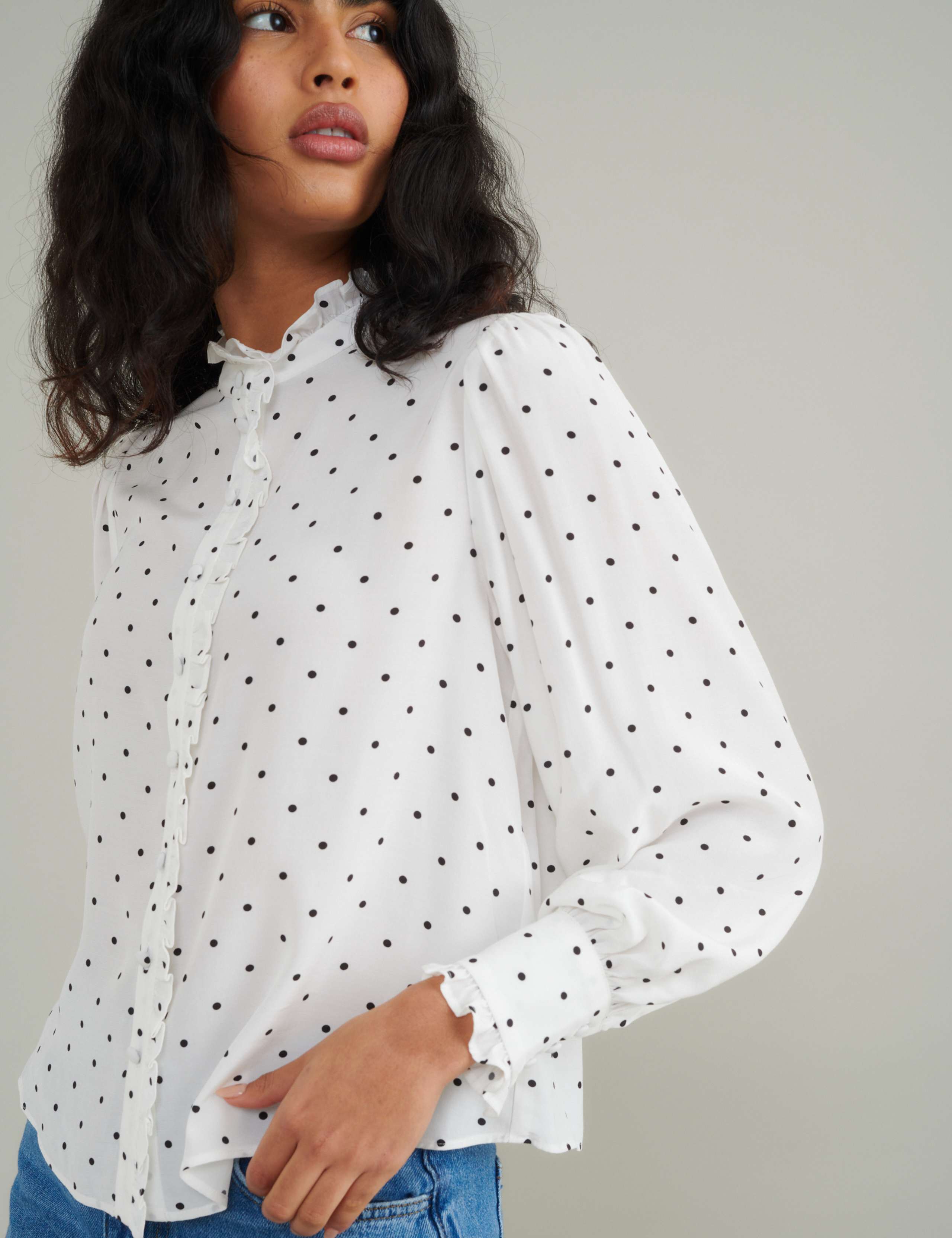 Polka Dot High Neck Blouse 3 of 5