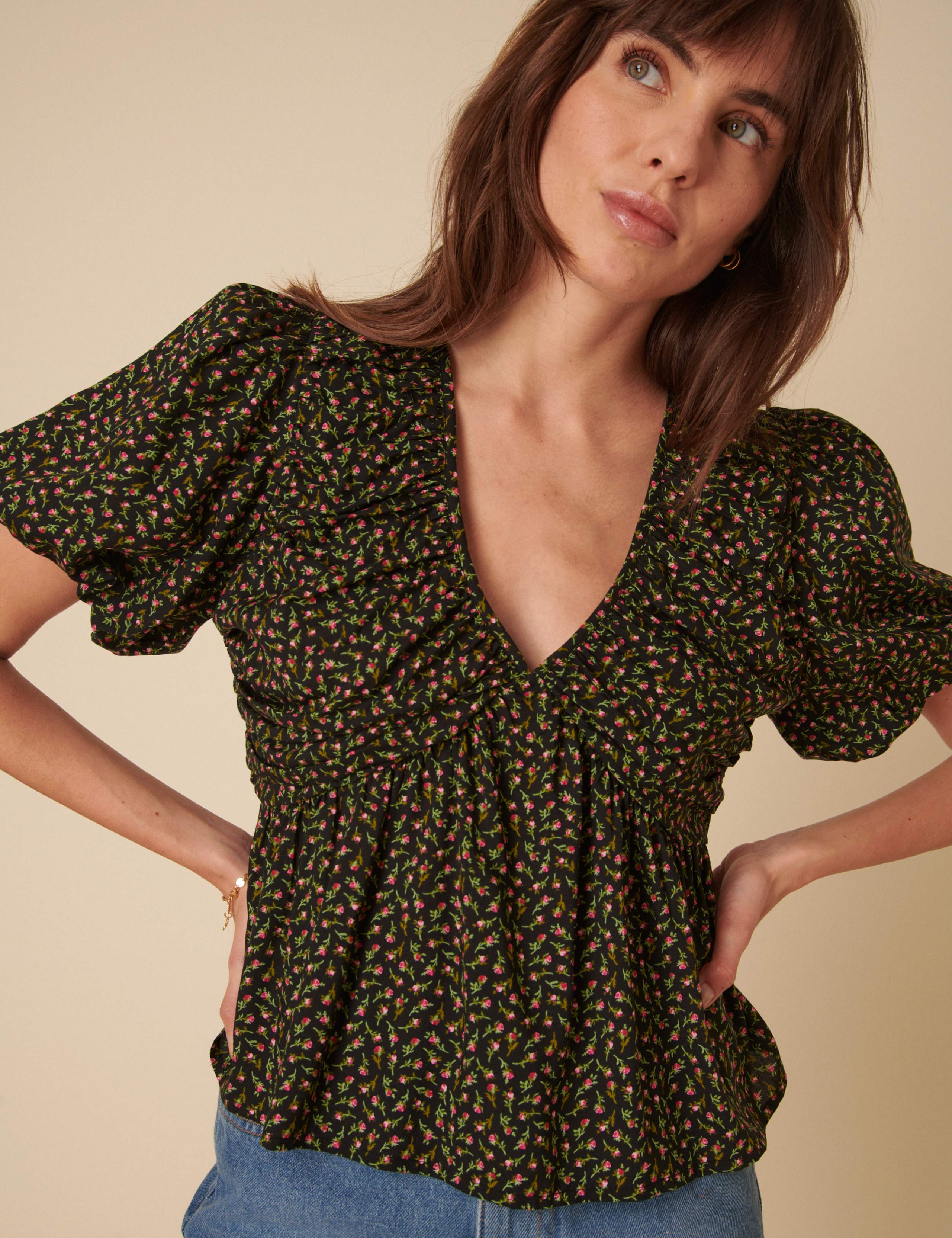 V-Neck Floral Blouse 2 of 4
