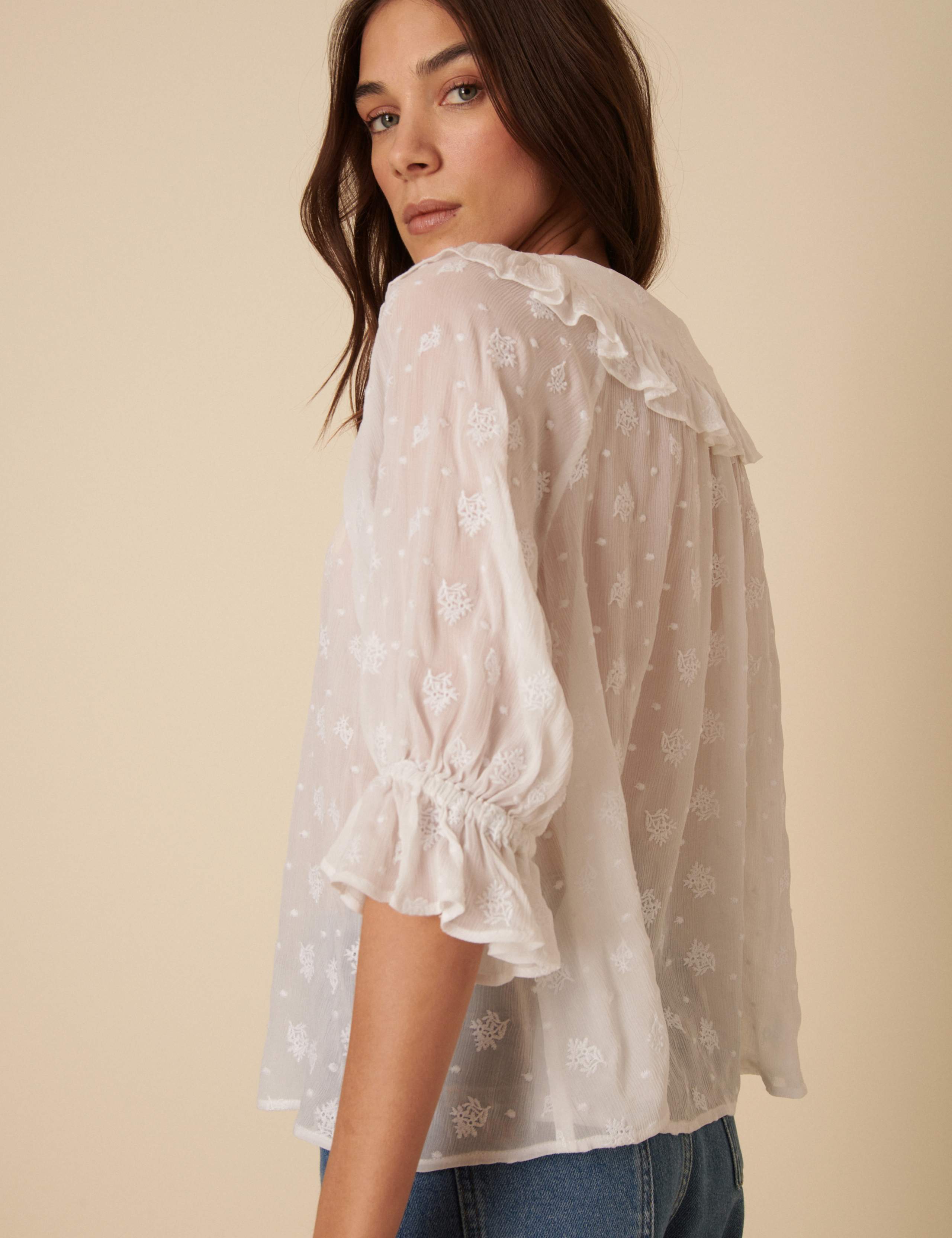 Embroidered Collared Button Through Blouse 3 of 4